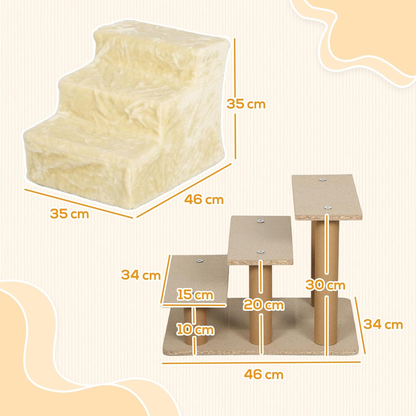 Haustiertreppe, Beige 46L x 35B x 35H cm