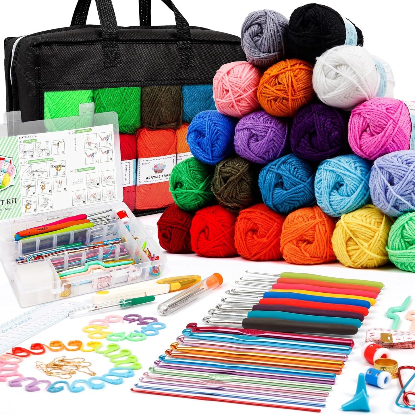 Häkelwollen Set, 20 Farben