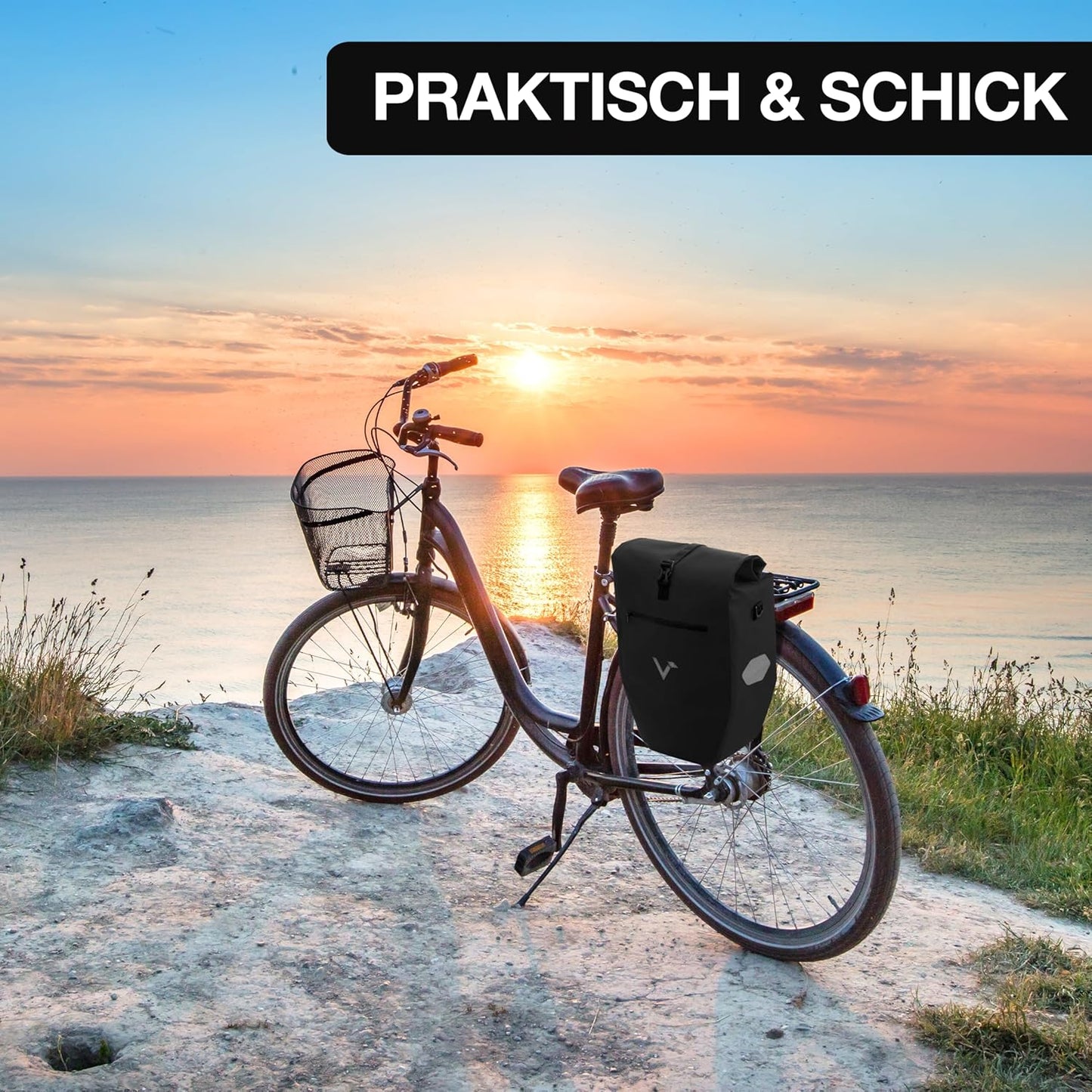 Velo Gepäckträgertasche wasserdicht, Schwarz 28L