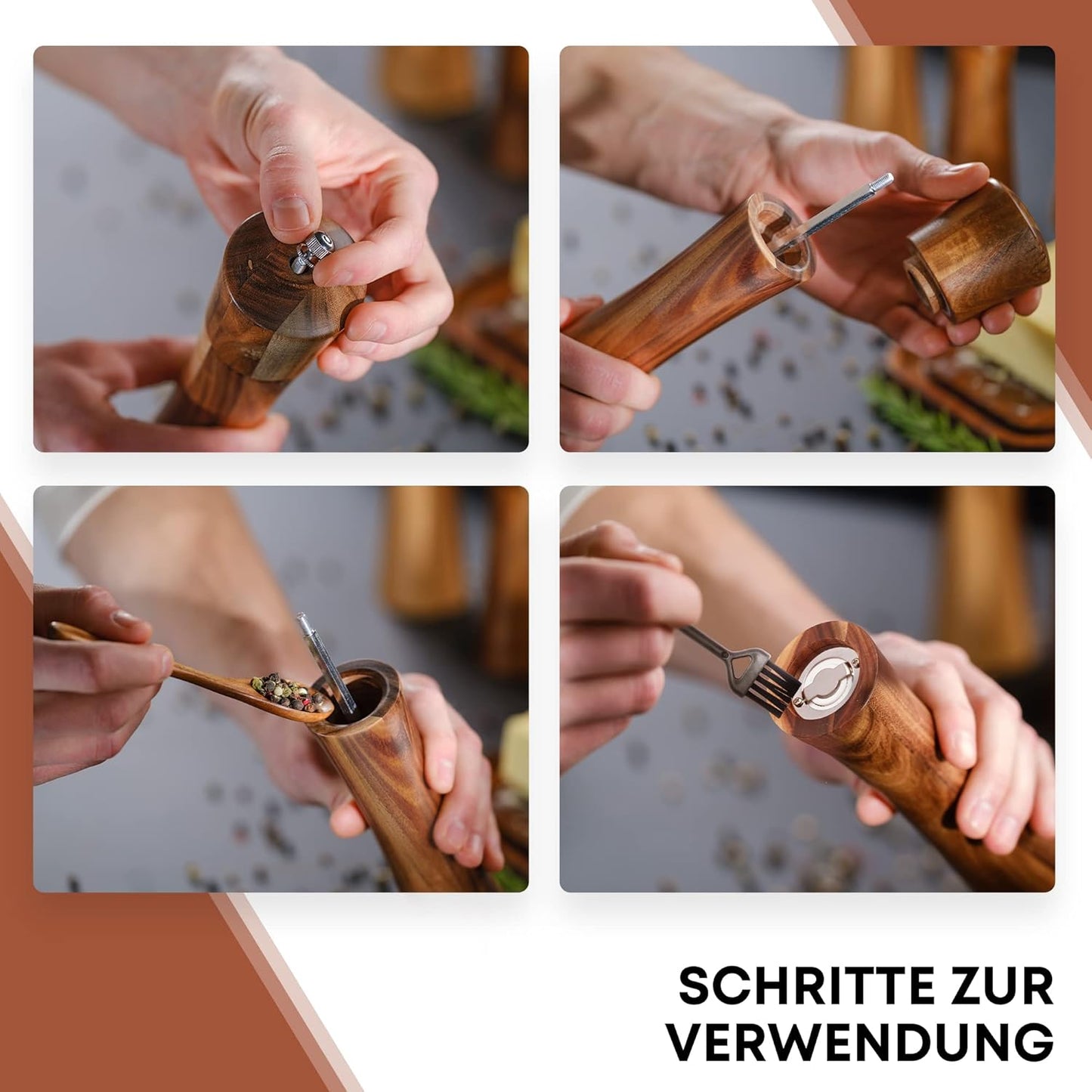 Salz- und Pfeffermühlen-Set mit Keramikmahlwerk (25,5 cm), 25,5