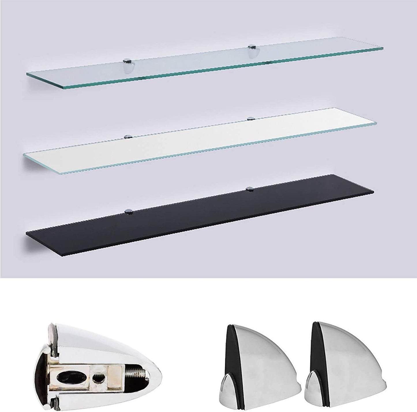 Glas-Wandregal mit ESG Sicherheitsglas 60x17.8 cm, 60 cm Weiss