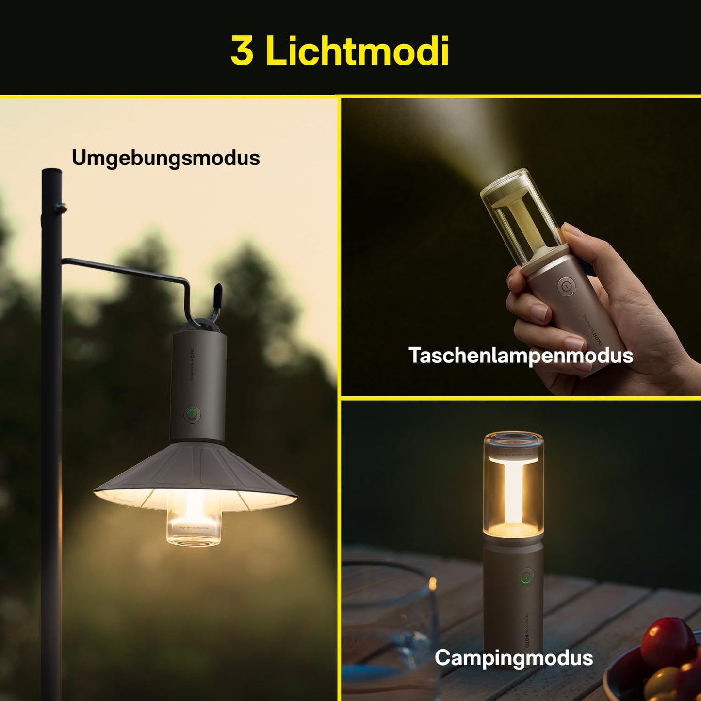 Campinglampe mit 3 Modi