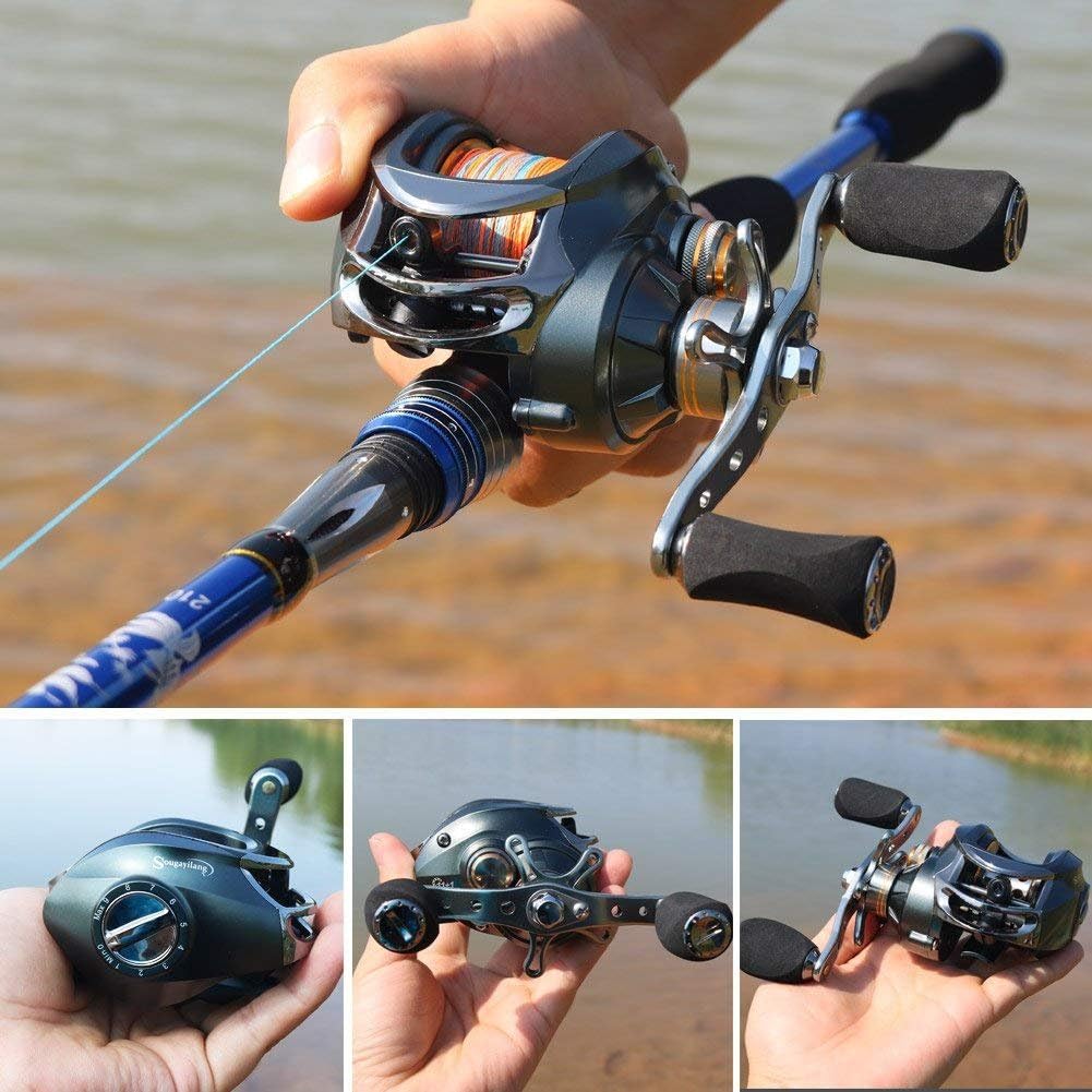 Baitcast-Angelrolle mit Doppelbremse 11+1BB, 8,2 kg 11+1BB, Rechtshänder