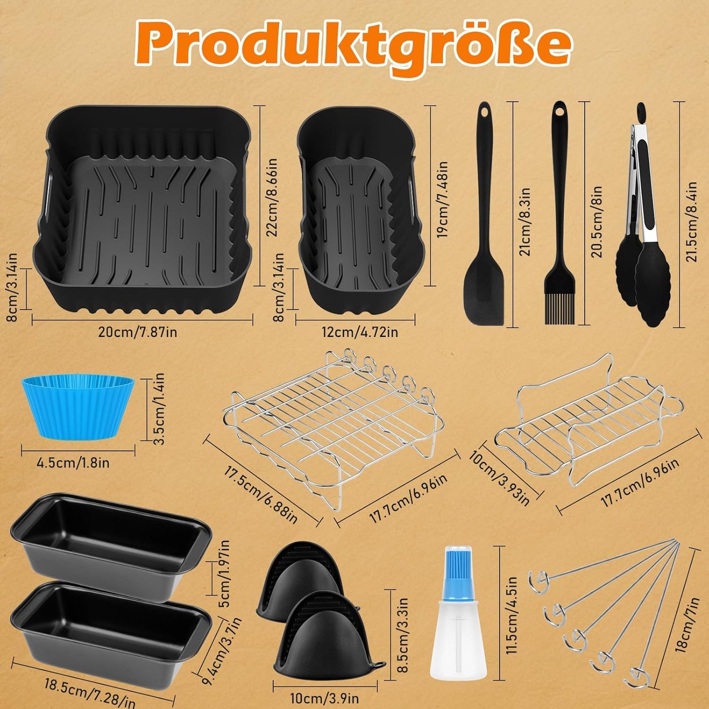 25-teiliges Heissluftfritteuse-Zubehör-Set