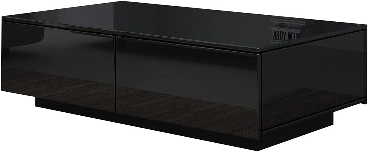 Moderner Couchtisch mit 4 Schubladen, Schwarz