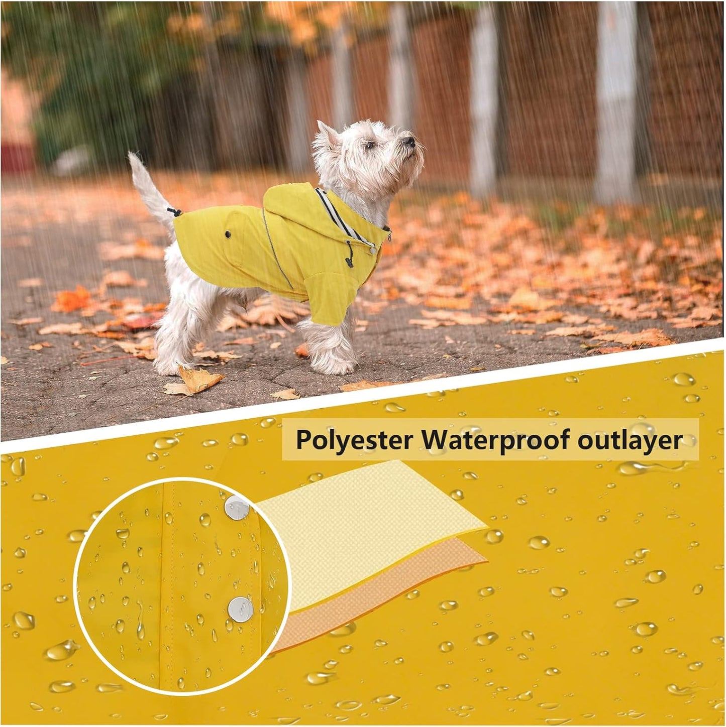 Hunde-Regenjacke mit abnehmbarer Kapuze, XS Gelb