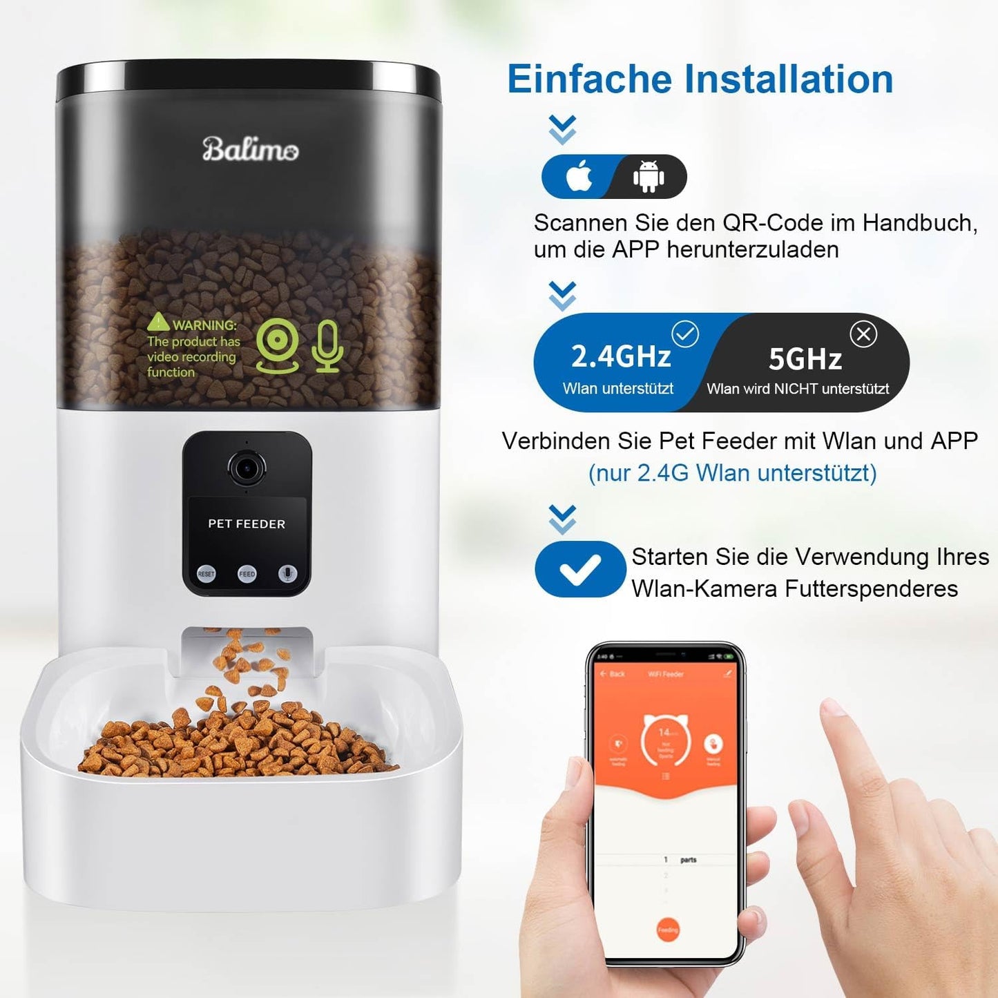 ‎DU4L-VS Futterautomat mit Kamera & APP-Steuerung, Weiss