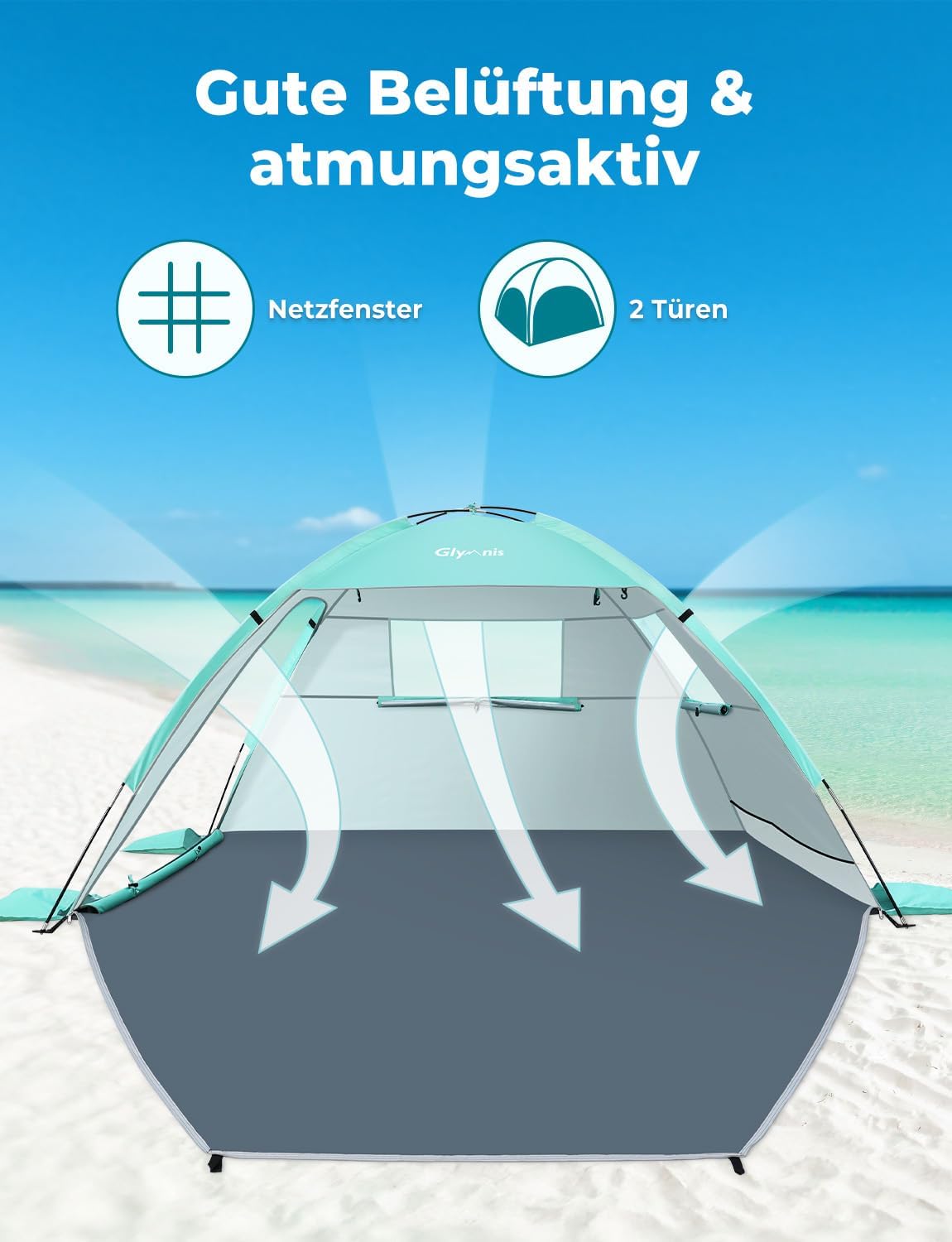 Strandmuschel, Grün L/2-3 Personen