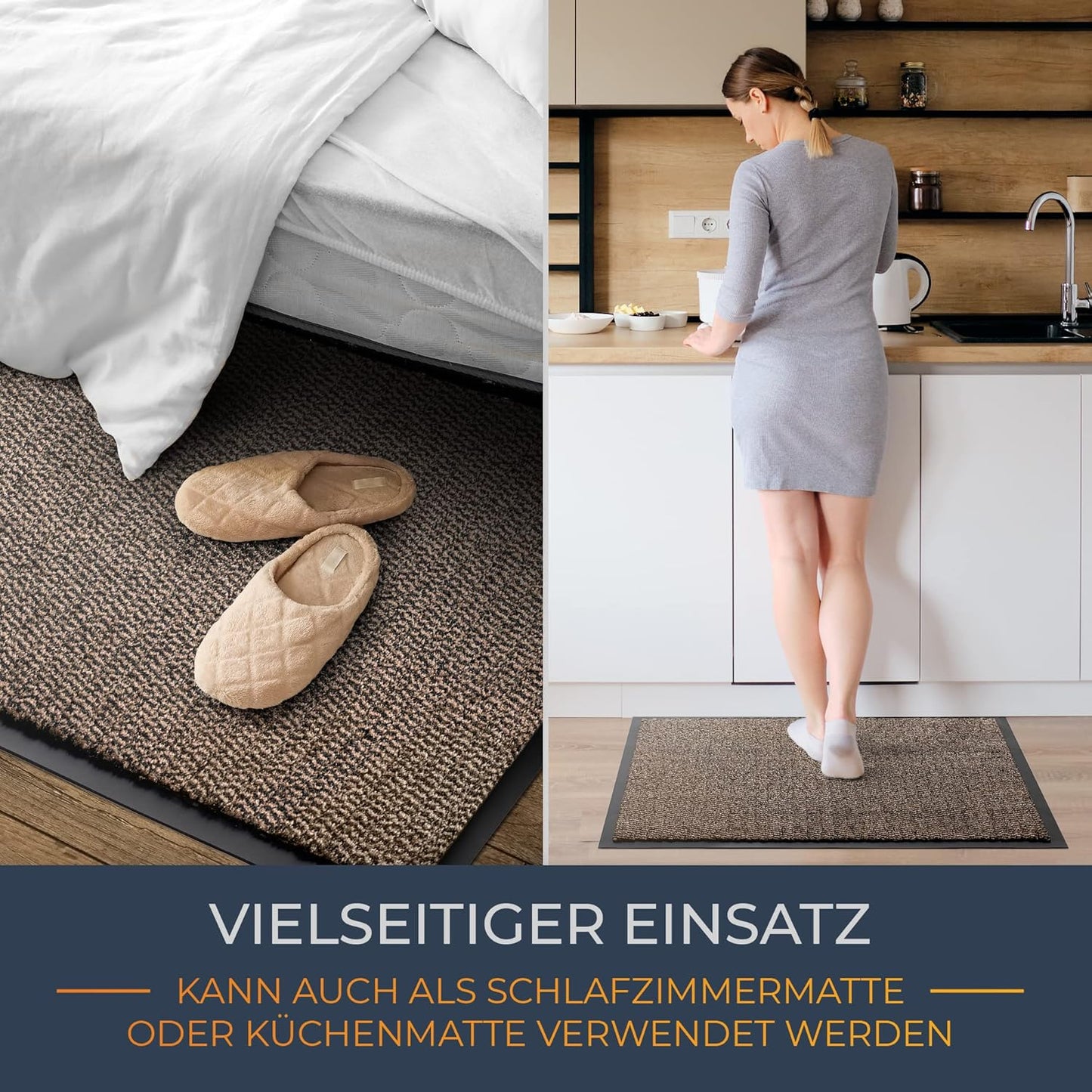 Schmutzfangmatte wasserdicht & waschbar, 60 x 90 cm, Beige, 90 x 60 cm (Rechteckig)