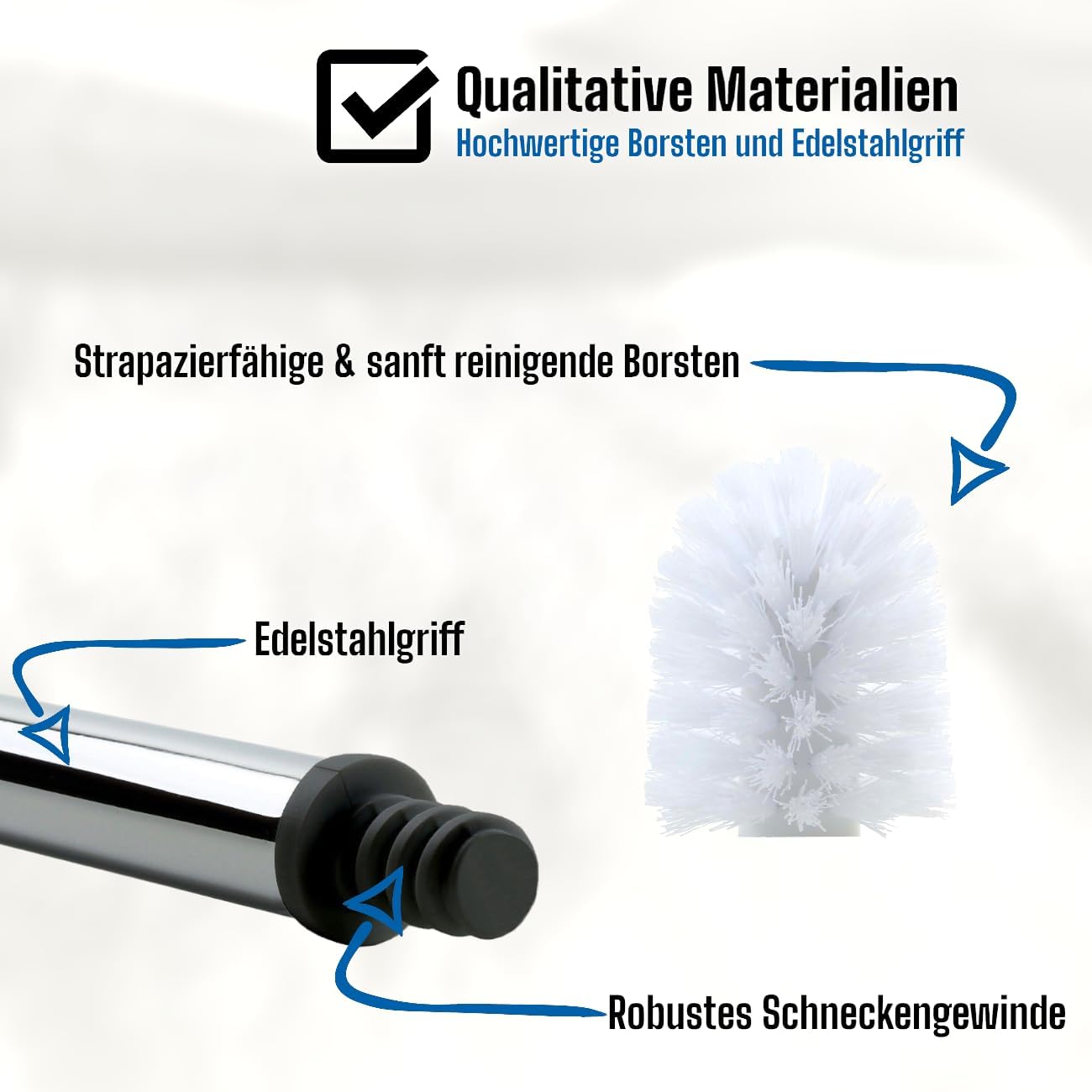 Ersatz WC-Bürstenkopf-Set, 3 Bürsten, 1 Griff, 3 Bürsten/1 Griff Weiß