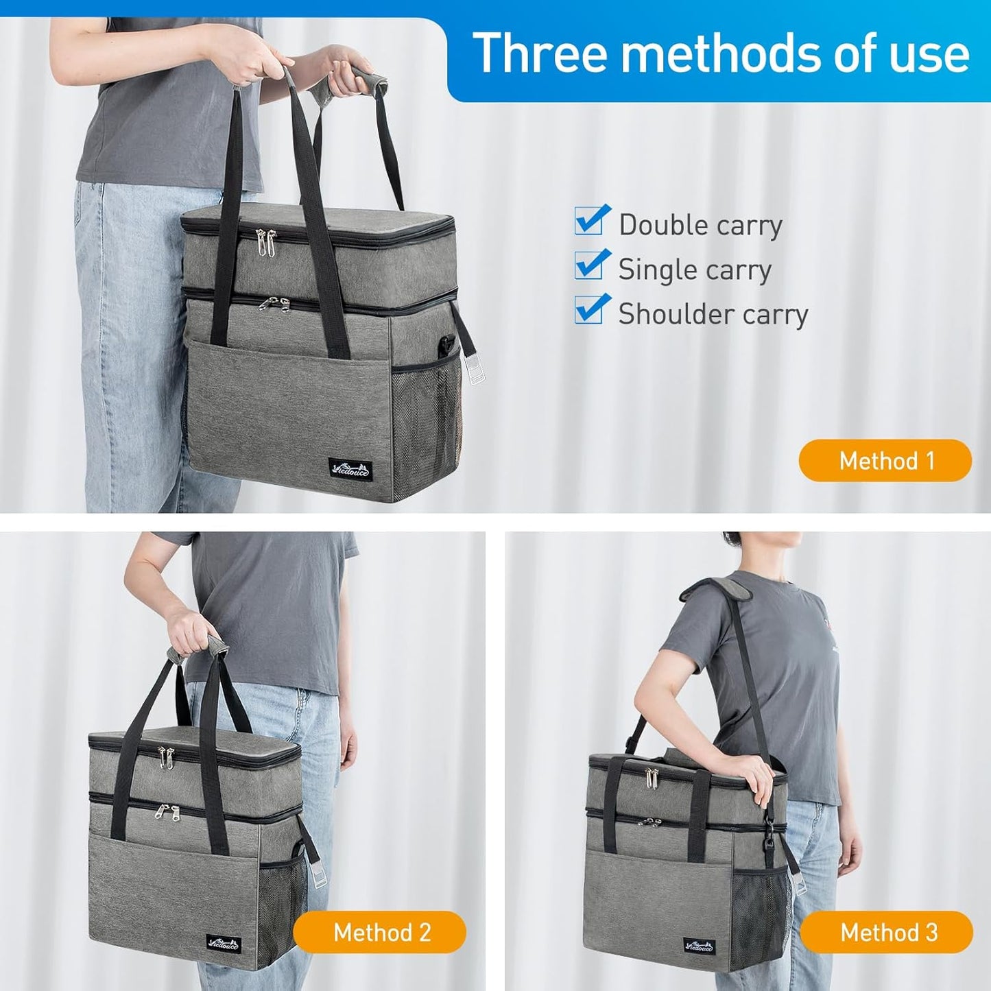 Erweiterbare Kühltasche, Grau 28L