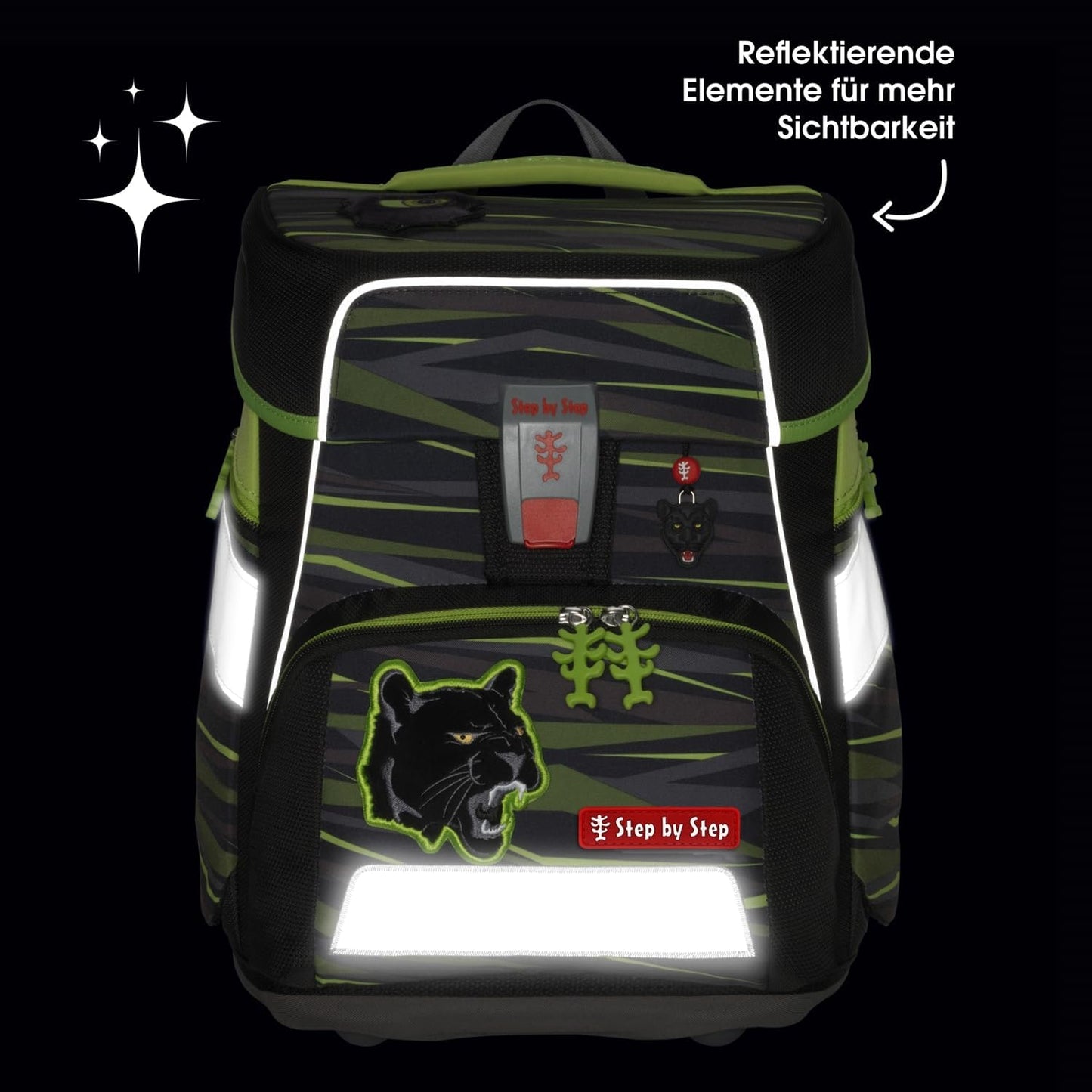 Schulranzen-Set SPACE Wild Cat (5-teilig), Wild Cat Chiko - Schwarz-grün