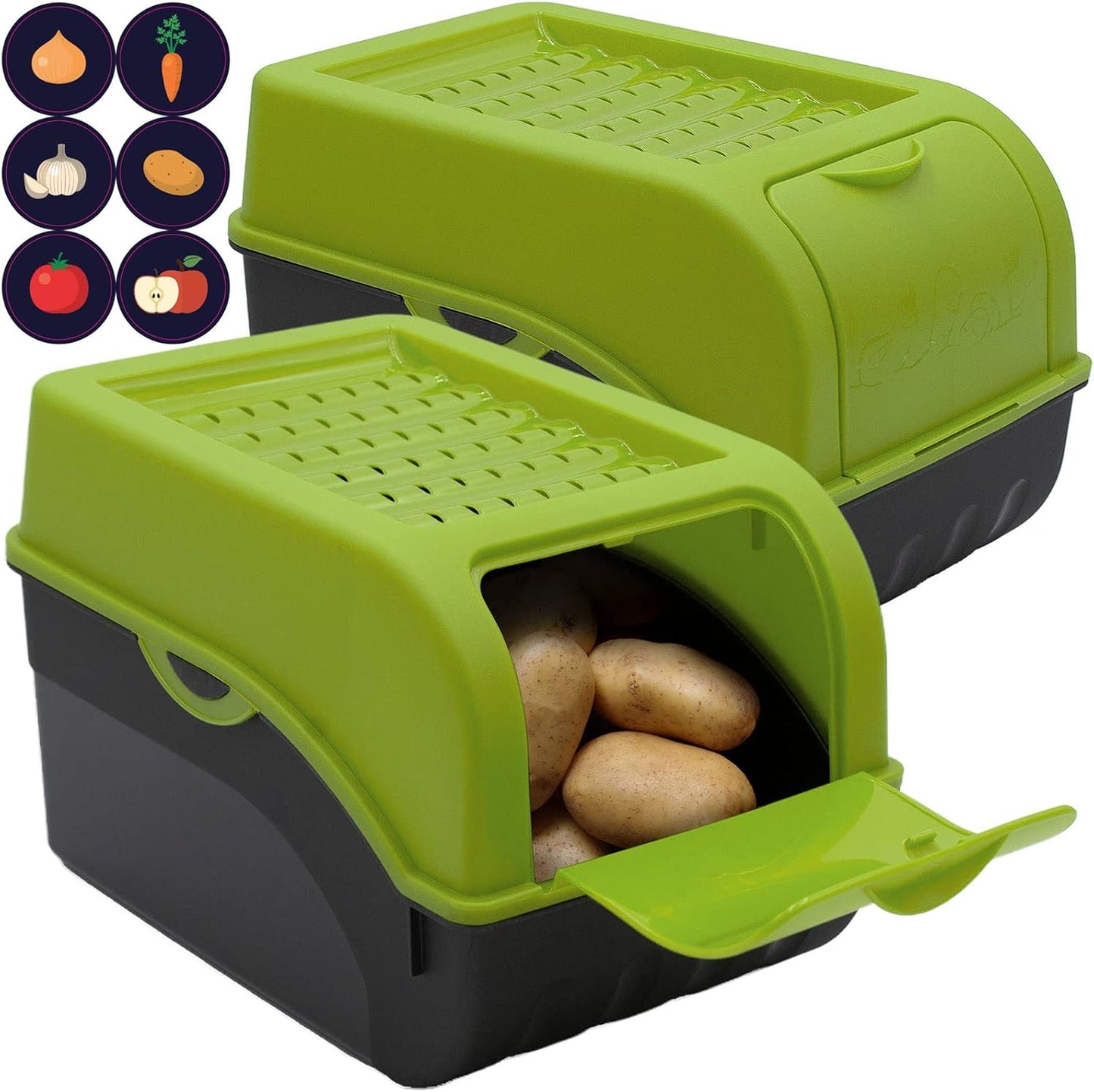 Kartoffel Aufbewahrungsbox-Set (2 Stück), Grün