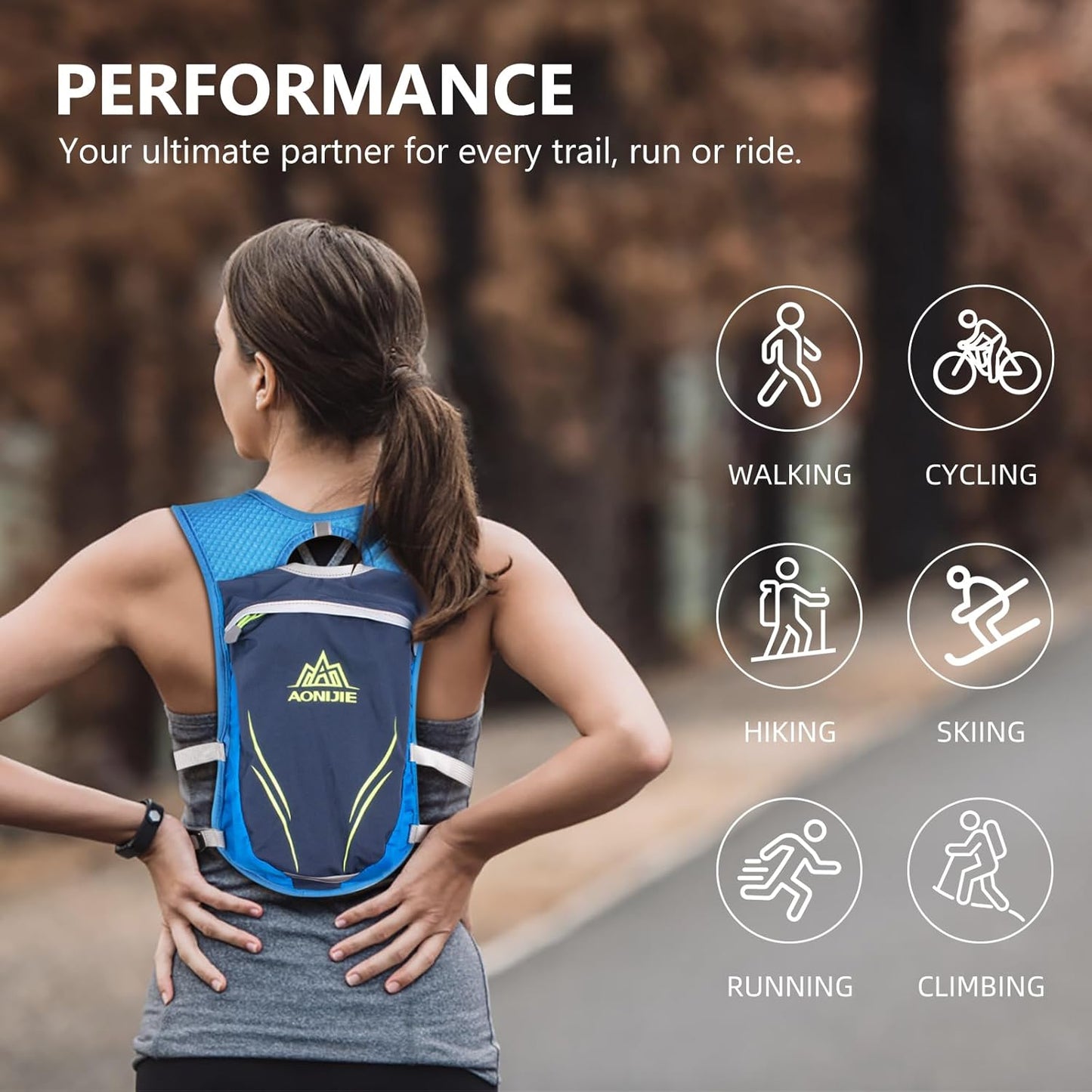 Trinkrucksack für Outdoor-Sport & Trailrunning, blau (ohne zwei flaschen)