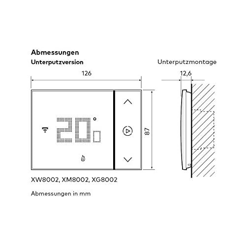 Thermostat mit WLAN und programmierbarer Steuerung, Sand Unterputz