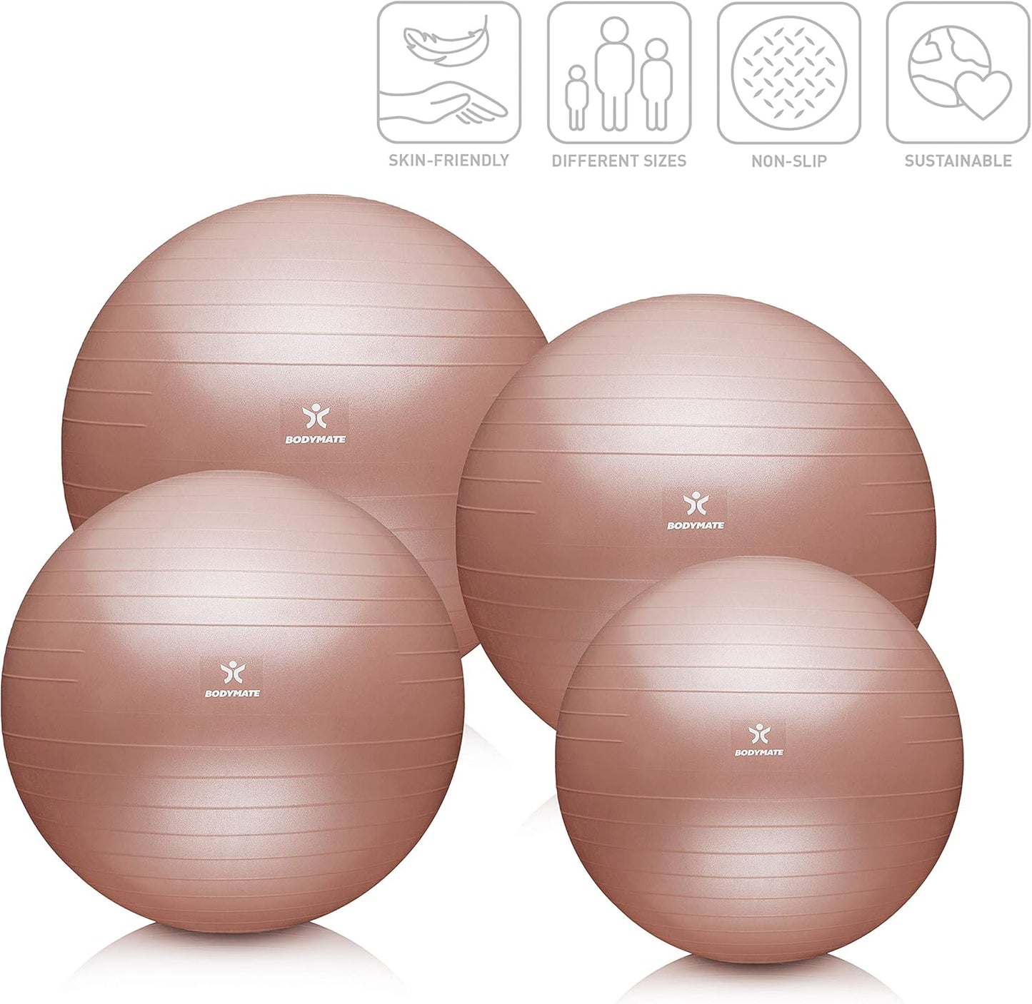 Gymnastikball Sitzball mit Pumpe und E-Book (85 cm), New Rose Gold 85 cm (für Körpergröße ab 186cm)