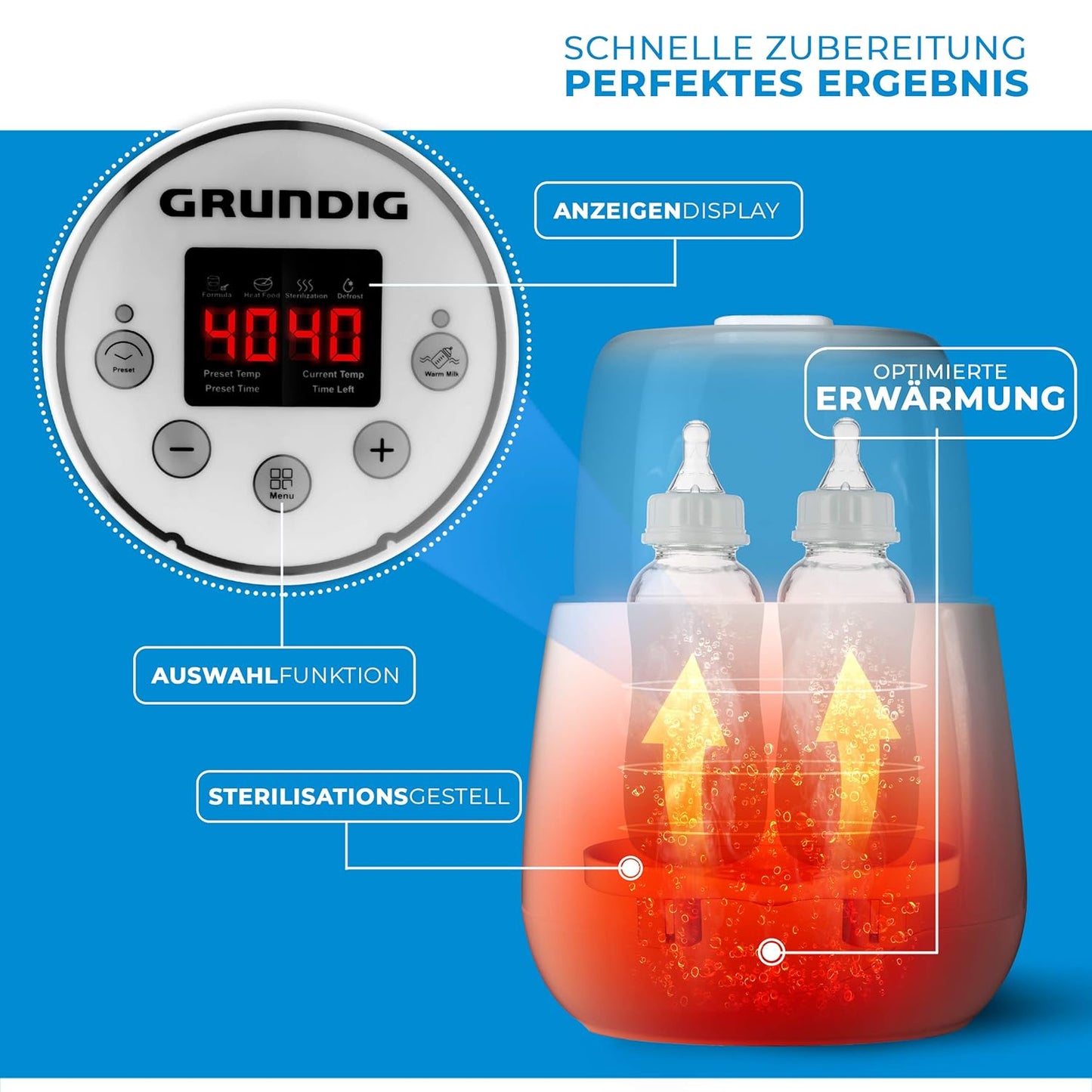 Flaschenwärmer mit Sterilisator und Warmhaltefunktion