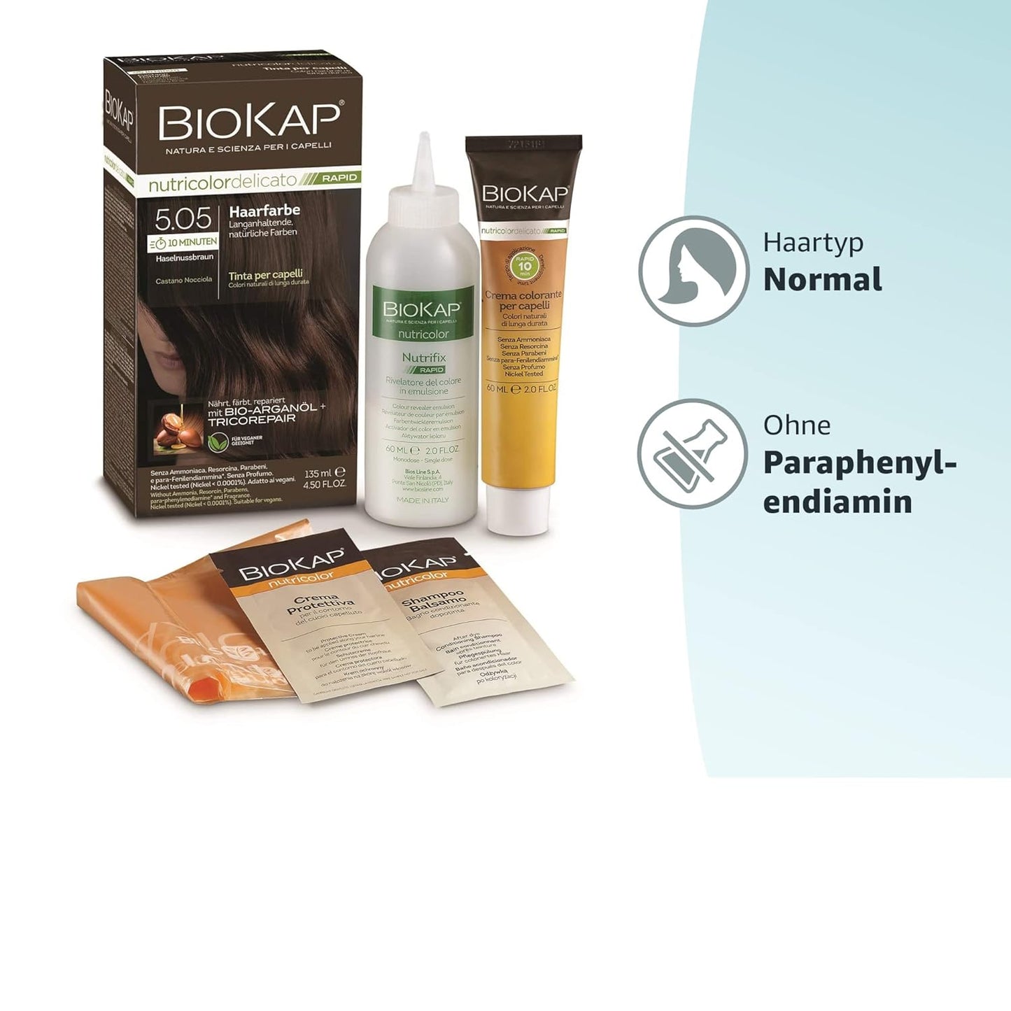 Permanente Haarfarbe mit kurzer Einwirkzeit, Haselnussbraun 1 g (1er Pack)