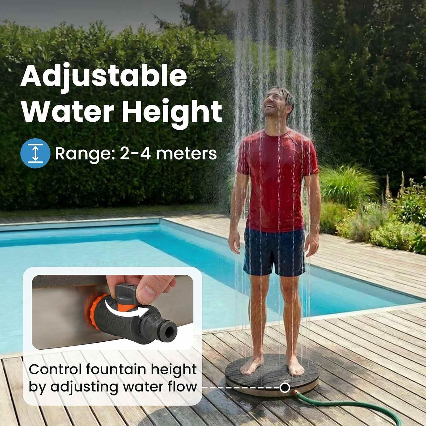 Gartendusche mit Fusstaster und Wasserhöheneinstellung, Anthrazit
