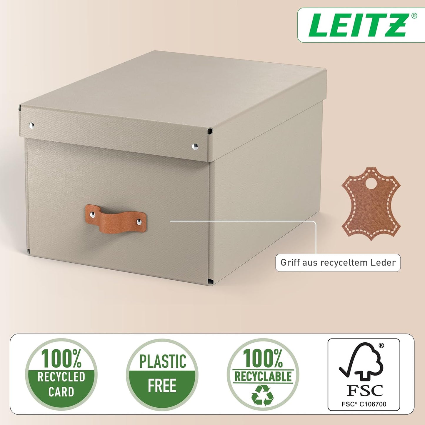 2er-Set Aufbewahrungsboxen mit Deckel, 37 x 27 x 20 cm Beige