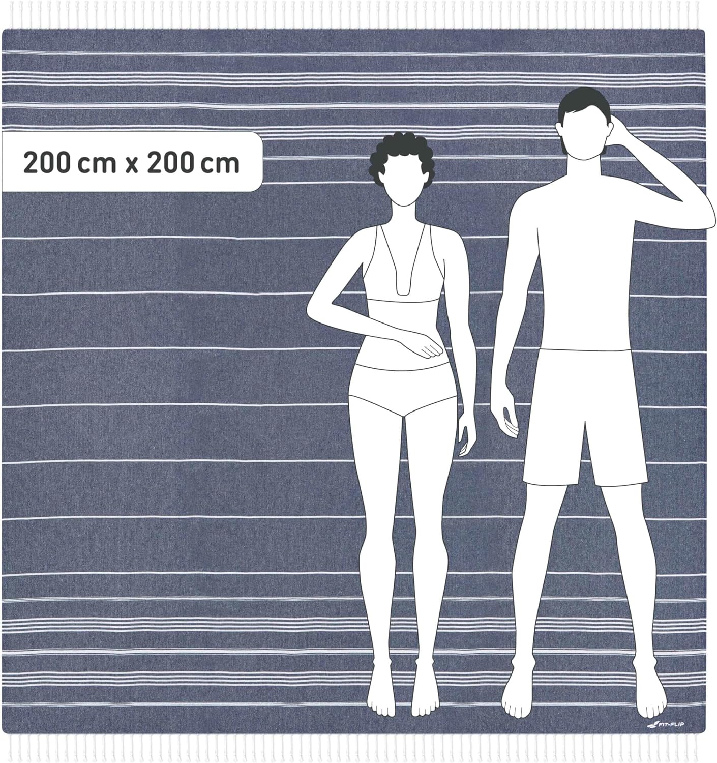Hamamtuch, 05 Navy - Sultan 200 x 200 cm