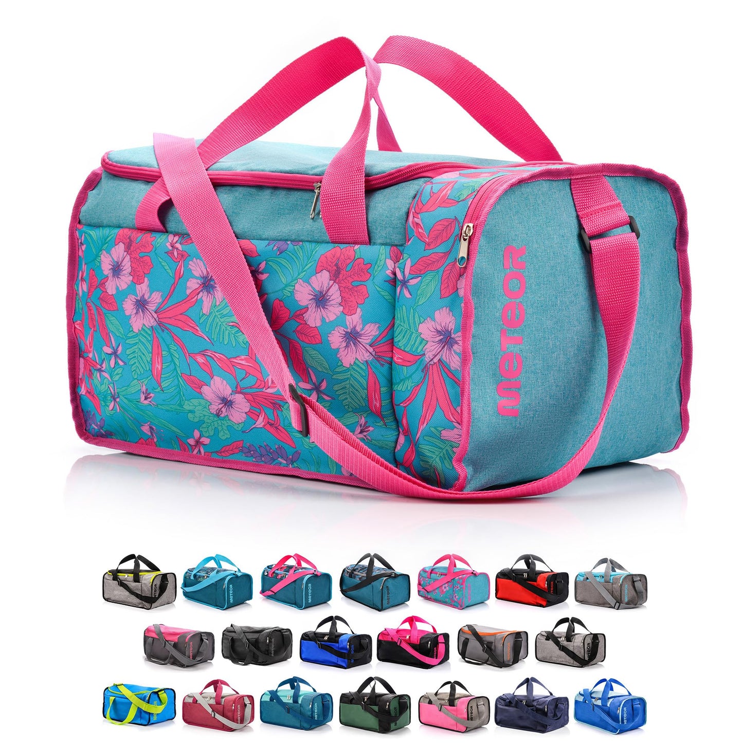 Kleine Sporttasche, 40 L Blue / Pink Flowers
