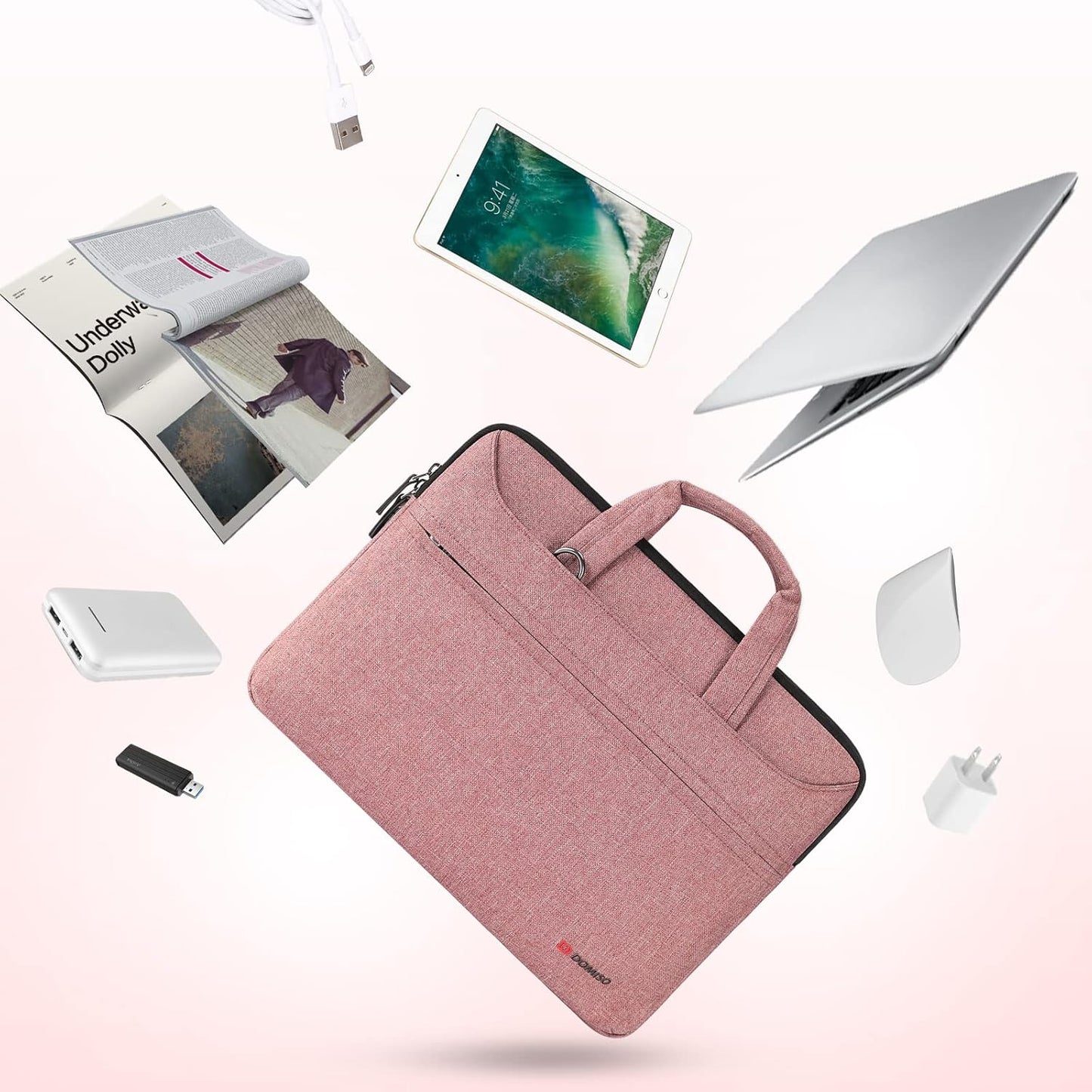 Wasserdichte Laptop-Aktentasche, 15 - 15,6 Zoll / Fuchsie
