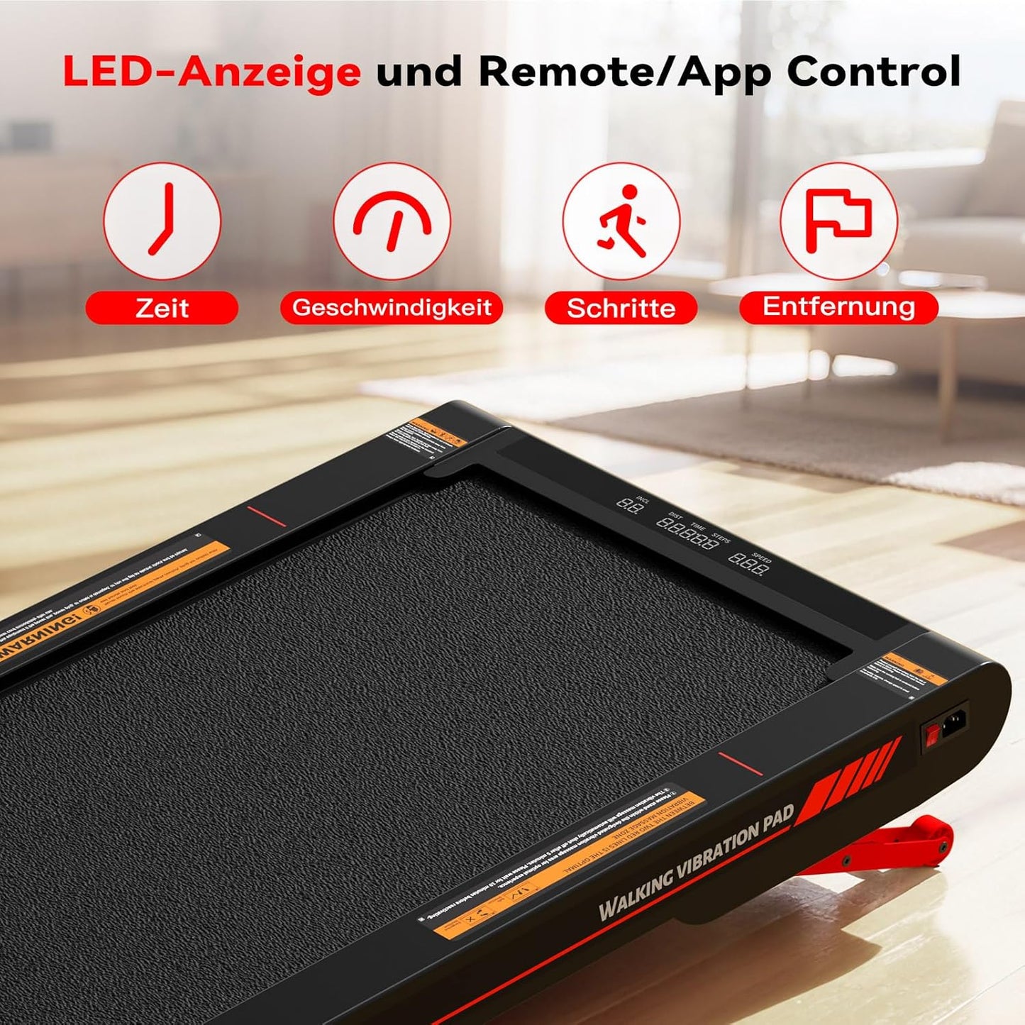 Laufband mit Vibrationsfunktion, Rot-Grau