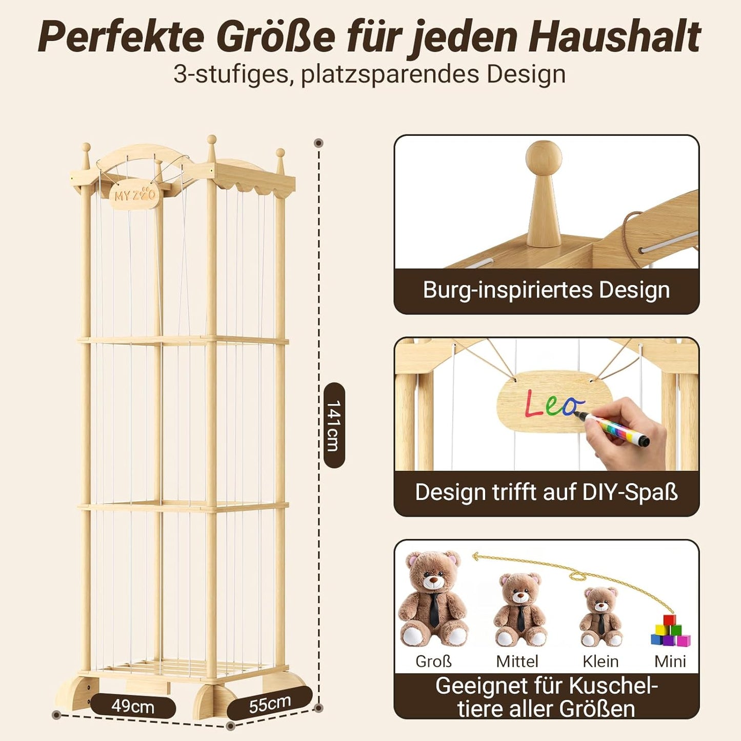 Regal für Stofftiere, Burg mit Aufhängeseil