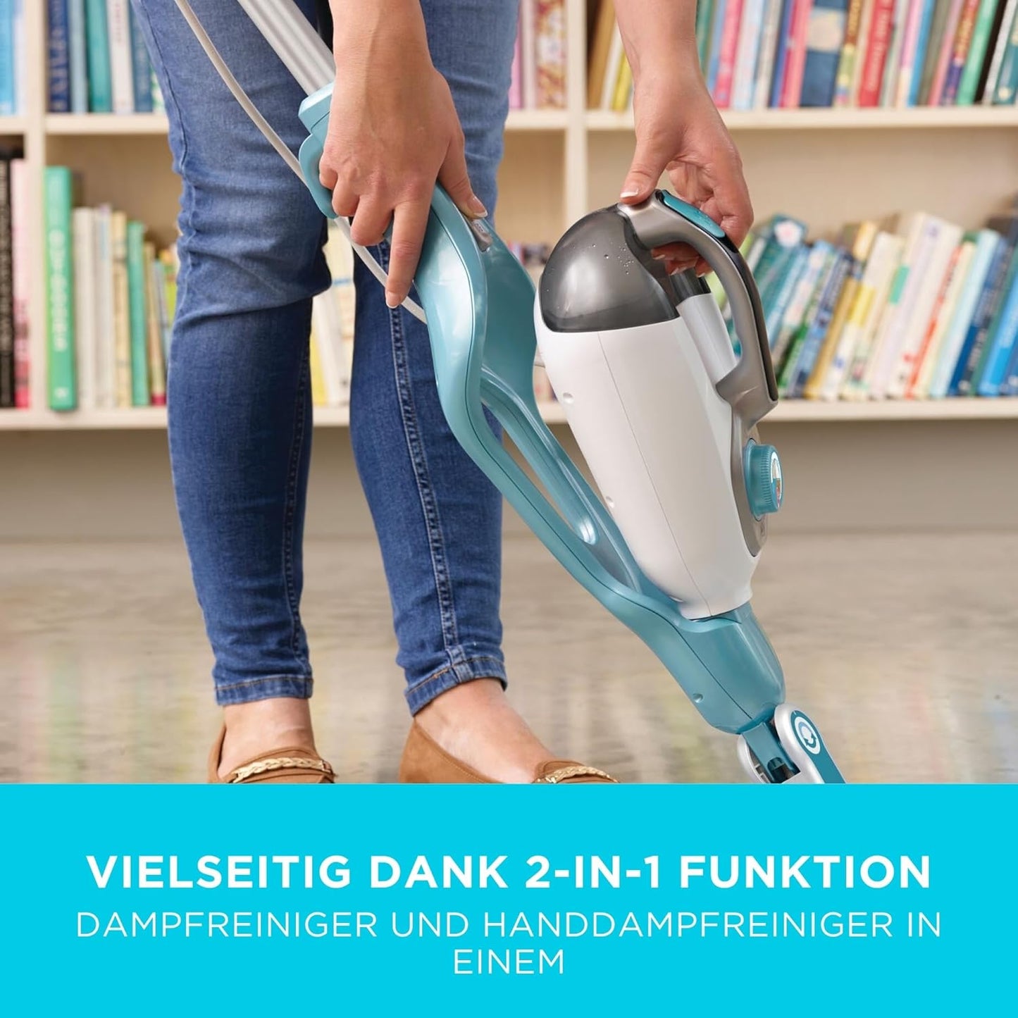 2-in-1 Dampfmopp mit Handreiniger und 11 Zubehörteilen