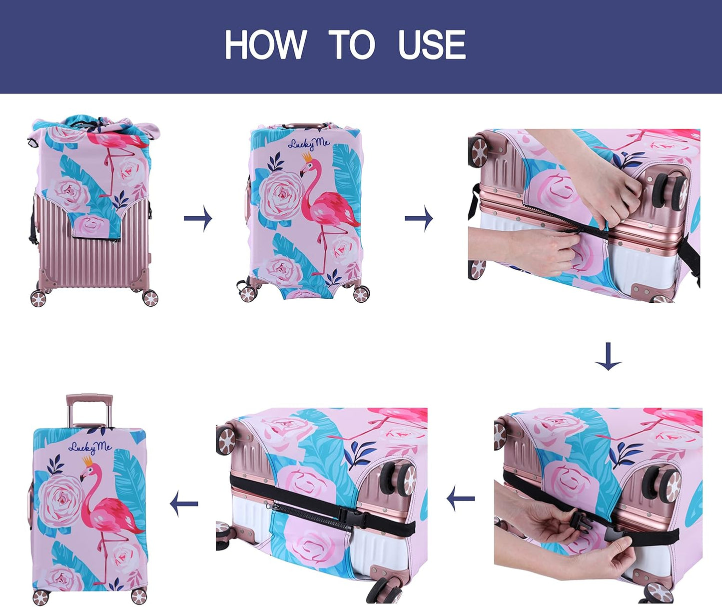 Elastische Kofferschutzhülle, XL Flamingo