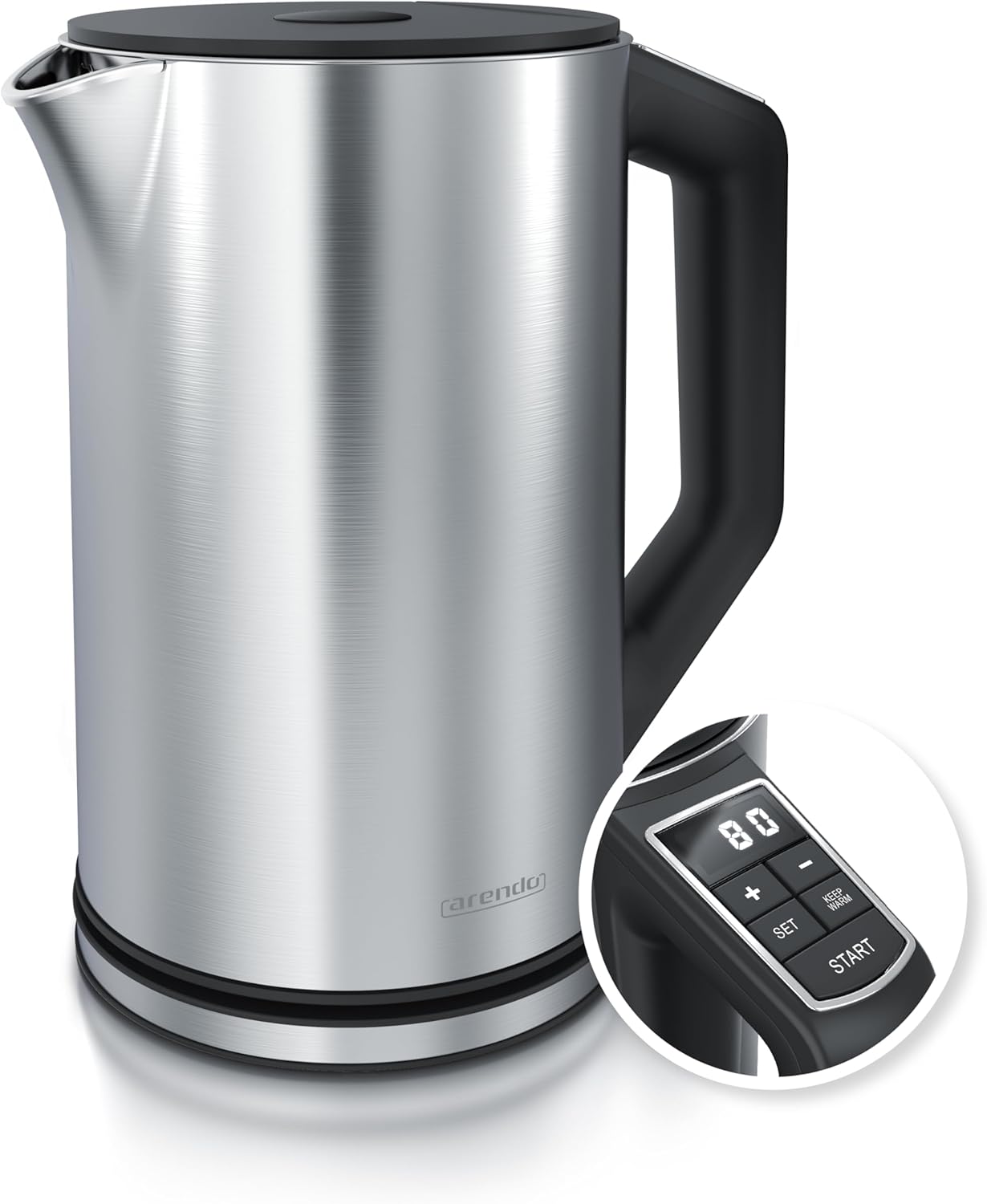 Elegant Wasserkocher mit Temperatureinstellung, B: Silber