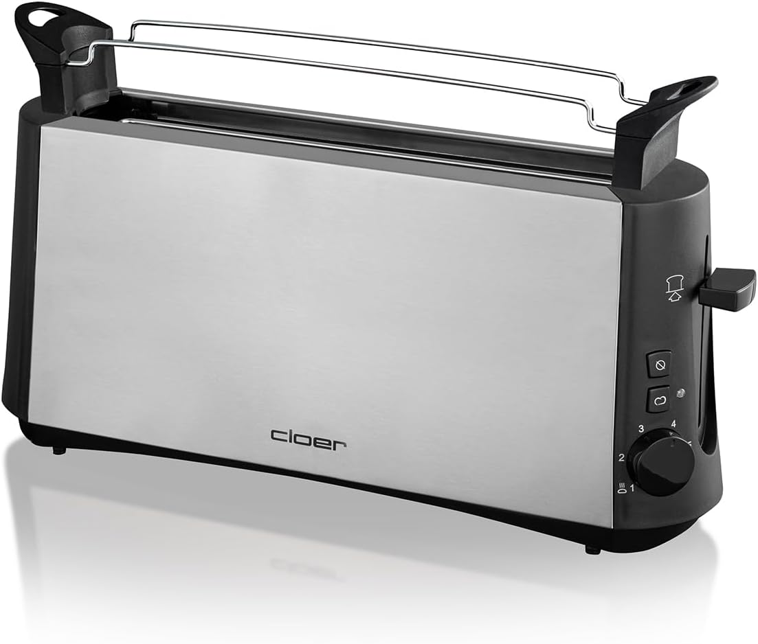Langschlitztoaster für 2 Scheiben, Edelstahlgehäuse 2 Scheiben Langschlitz Single