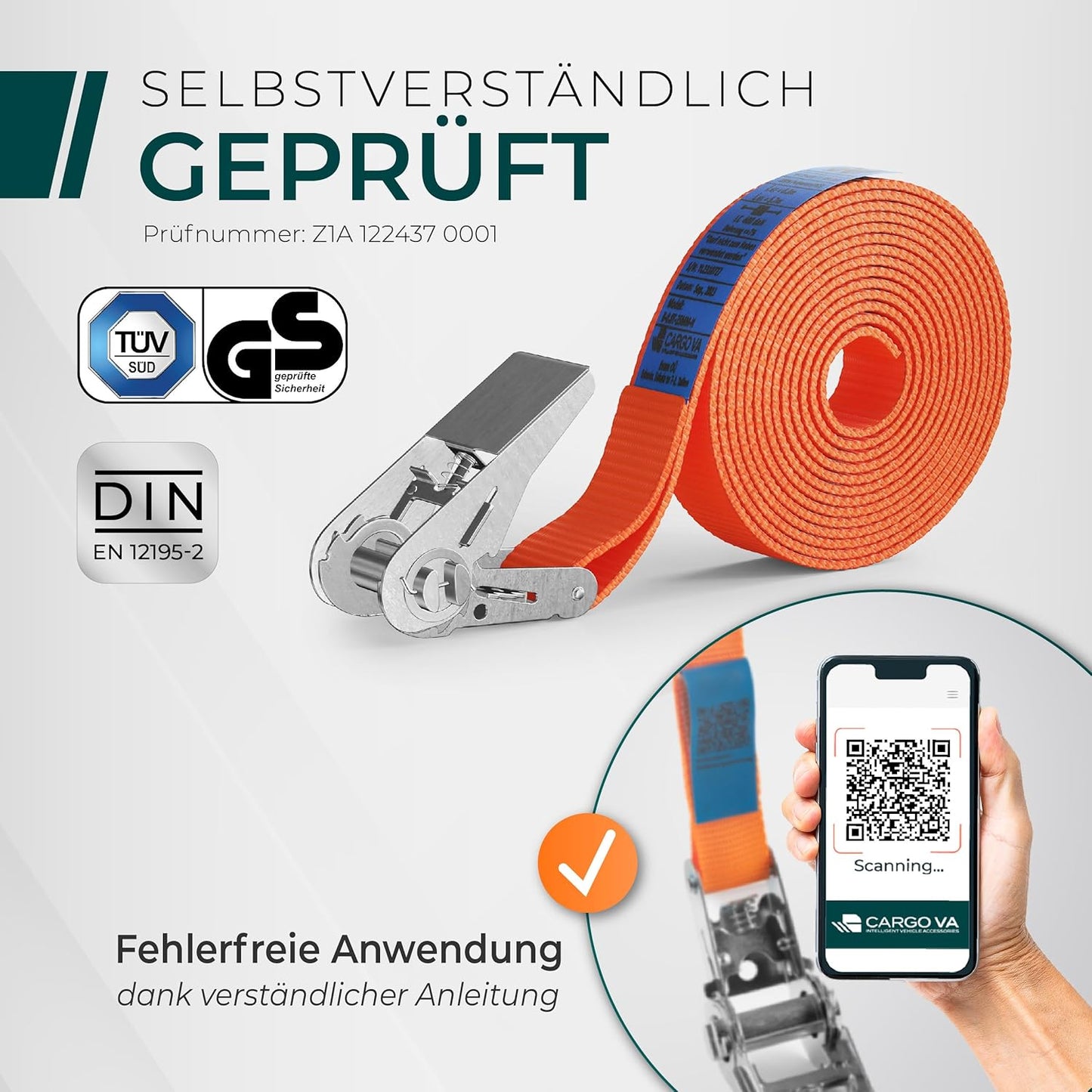 4 x Spanngurte, Ohne Haken 4M