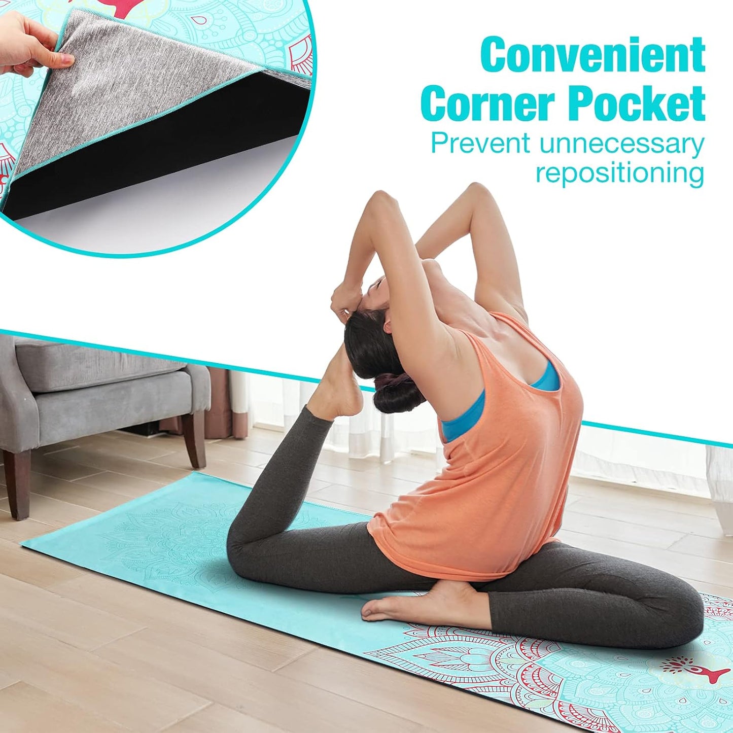 Rutschfestes Yoga-Handtuch, Lotus