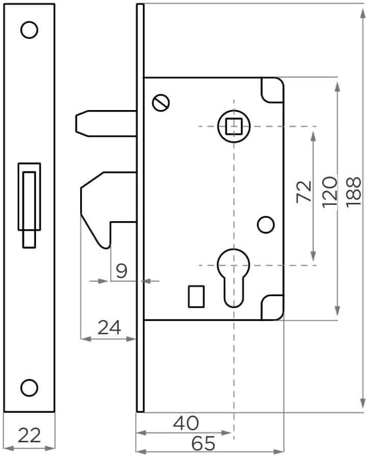 Hakenschloss-Set für Schiebetüren & Gartentore