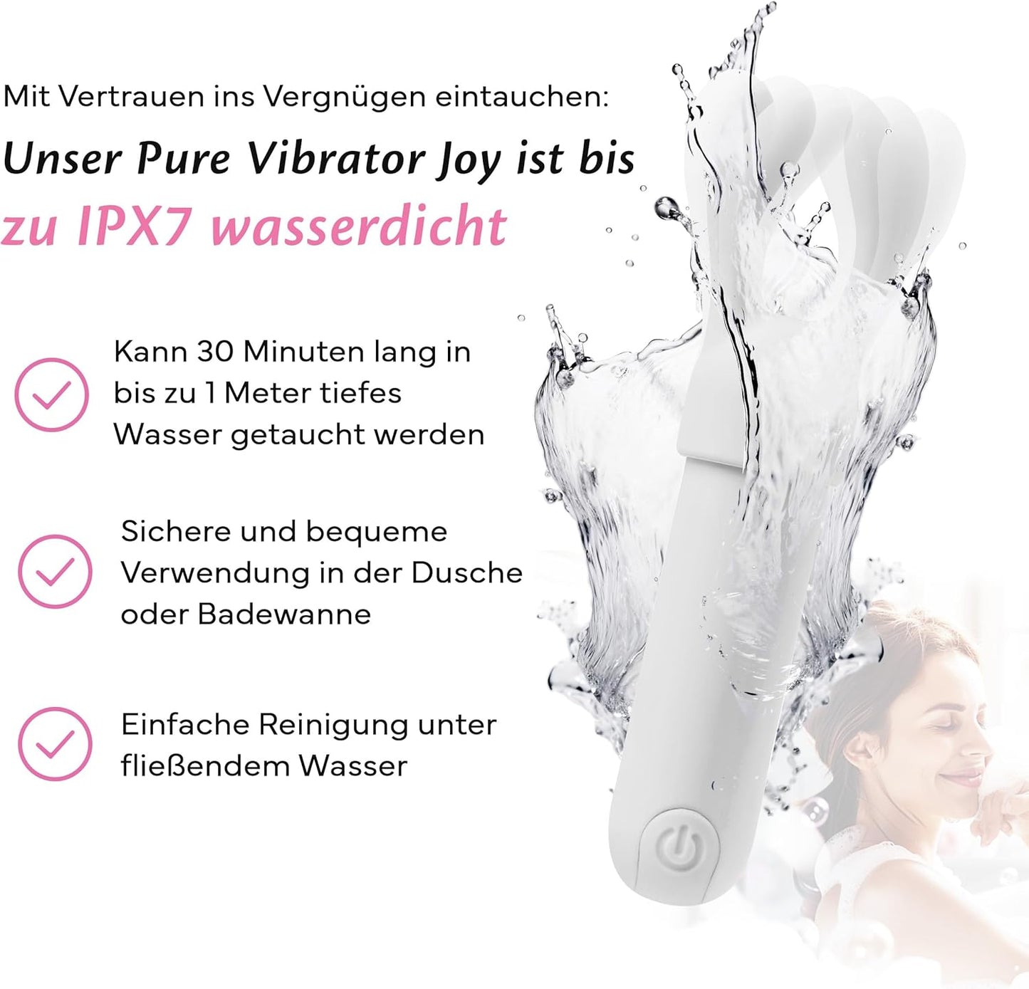 Mini-Vibratorenset mit 10 Modi & 3 Aufsätzen, Whisper White