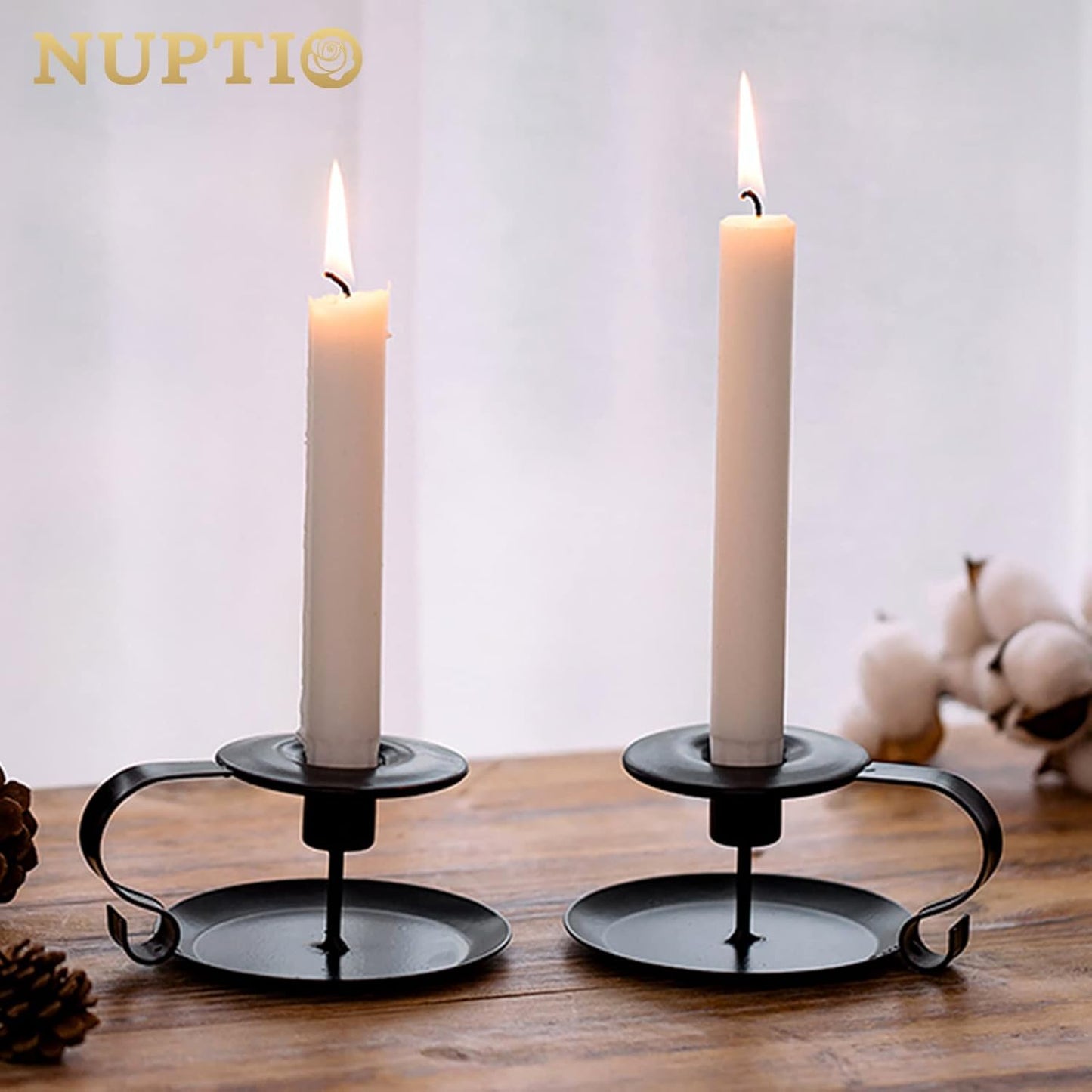 Schmiedeeiserne Kerzenständer, 4 Pièces Schwarz