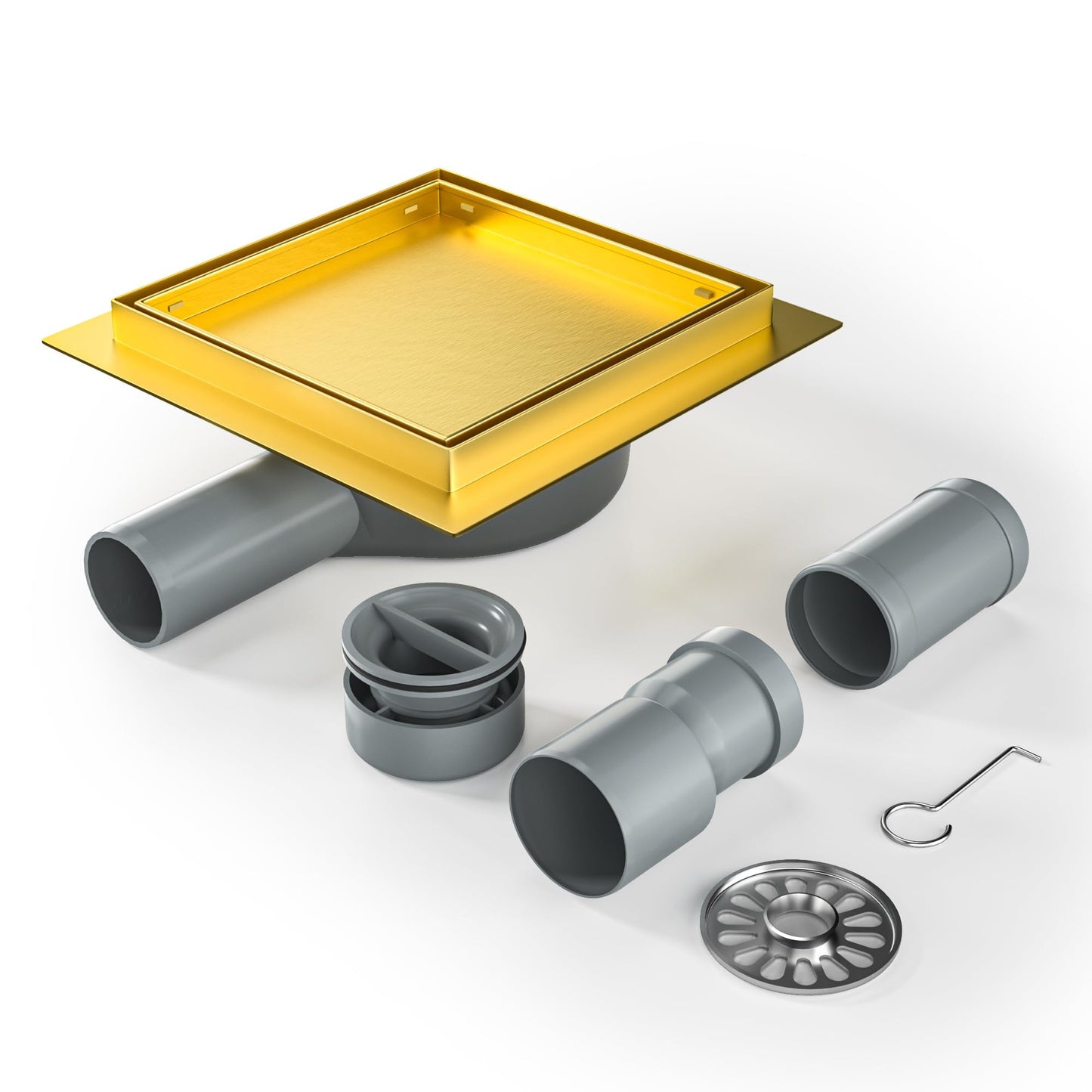 Duschrinne mit 360° Siphon und Geruchsstop, Gold 15cm