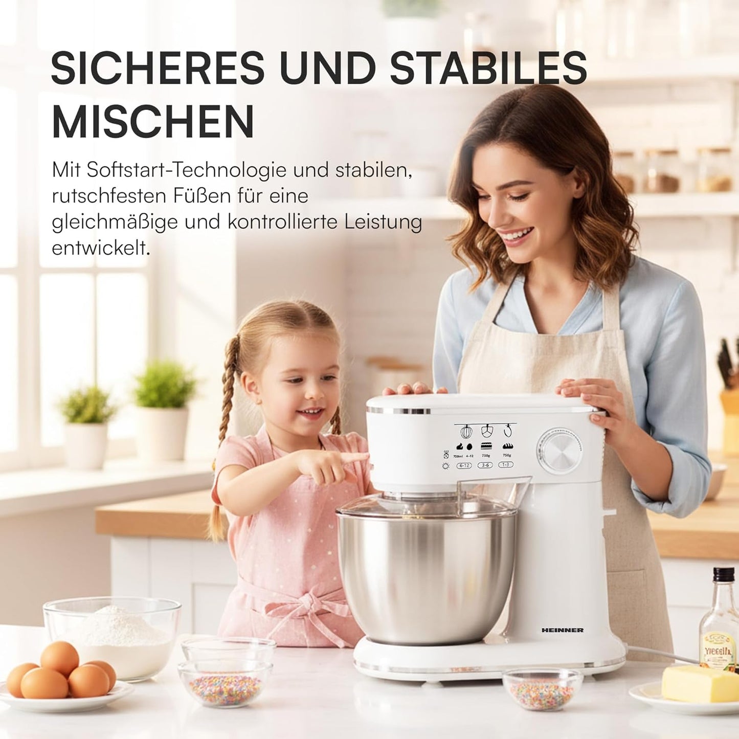 Standmixer mit Planetenrührwerk, Weiß 5 L
