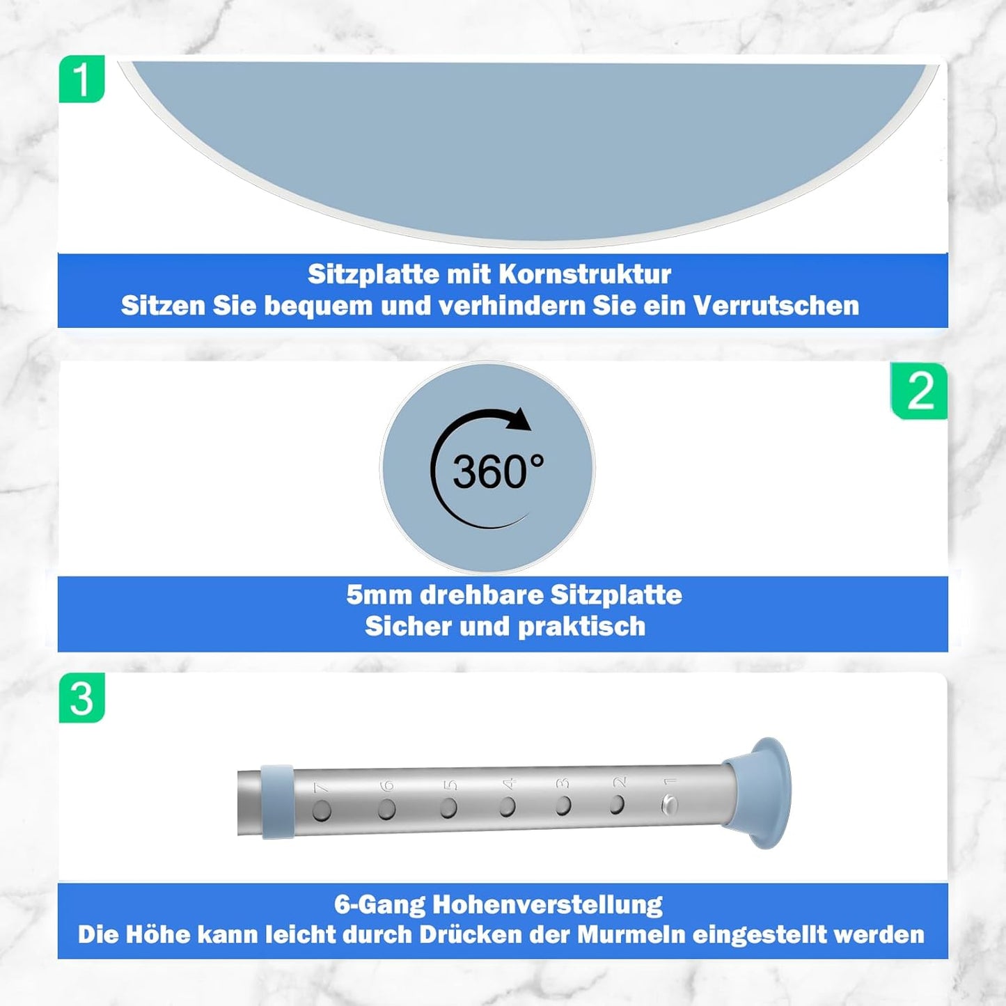 Höhenverstellbarer Duschhocker, 360°Drehbarer,Modell A
