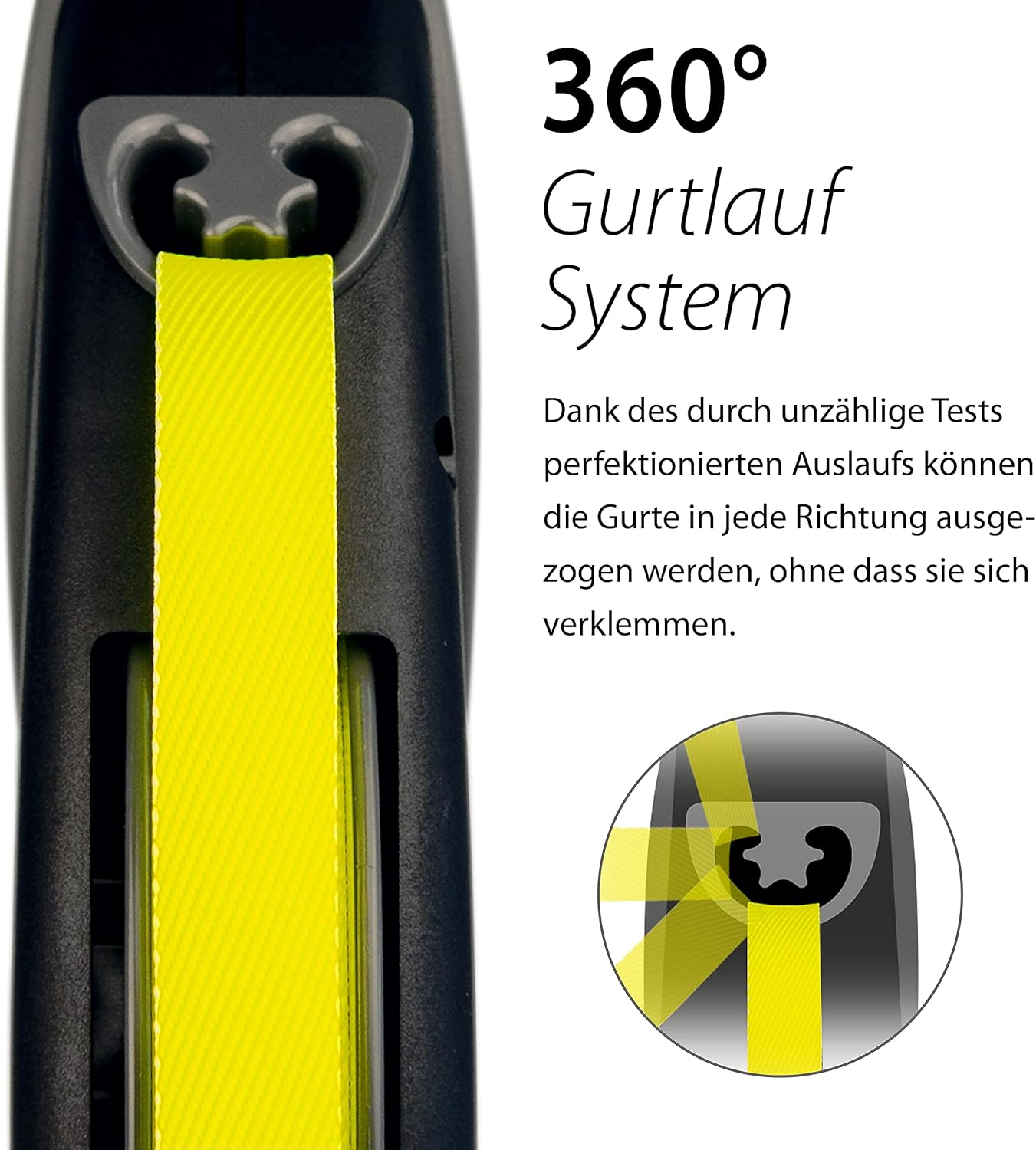 Roll-Leine für grosse Hunde, 10 m (bis 50 kg), schwarz/neongelb L 10 m Vereint