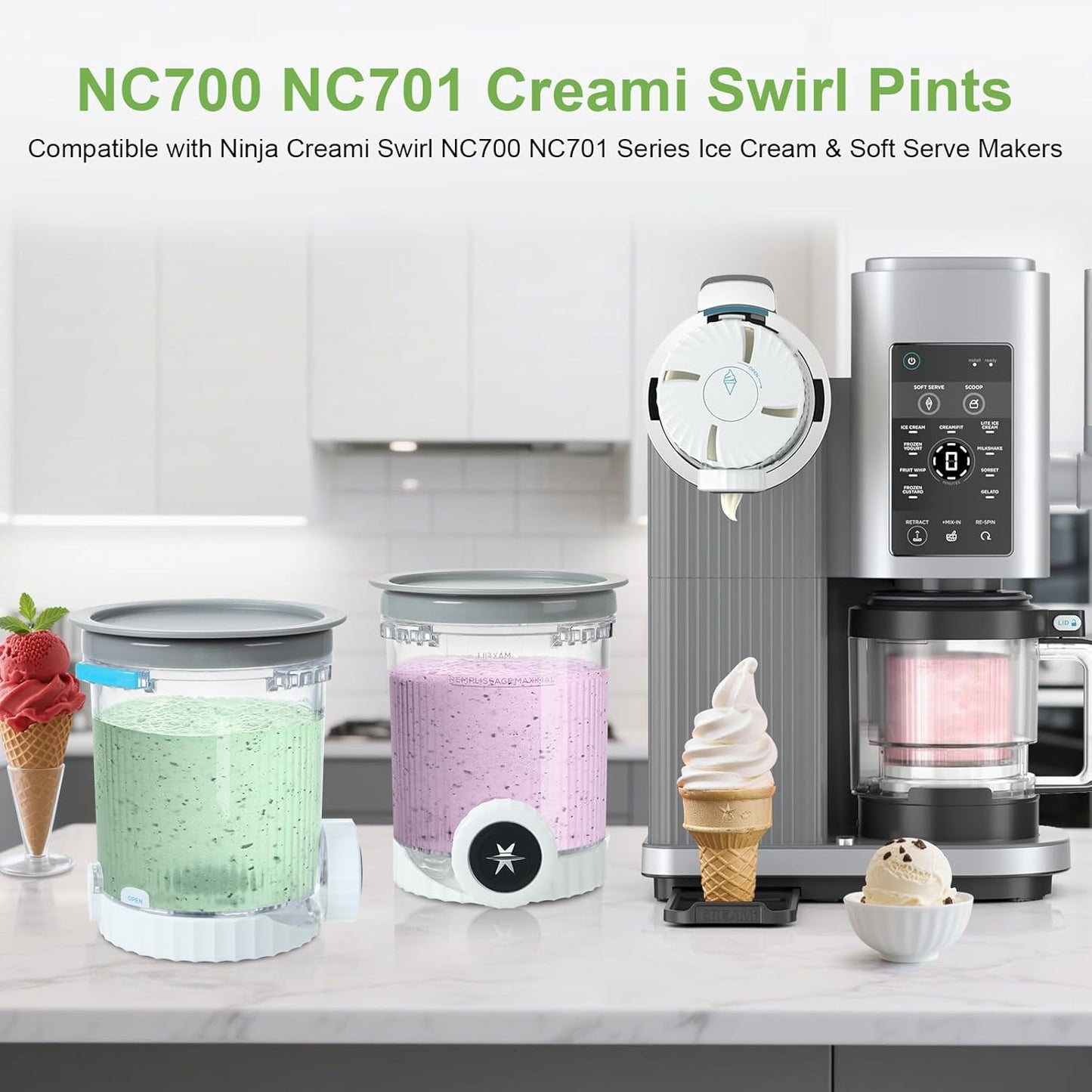 2er-Set Pint-Behälter für Ninja, NC700 NC701 Series