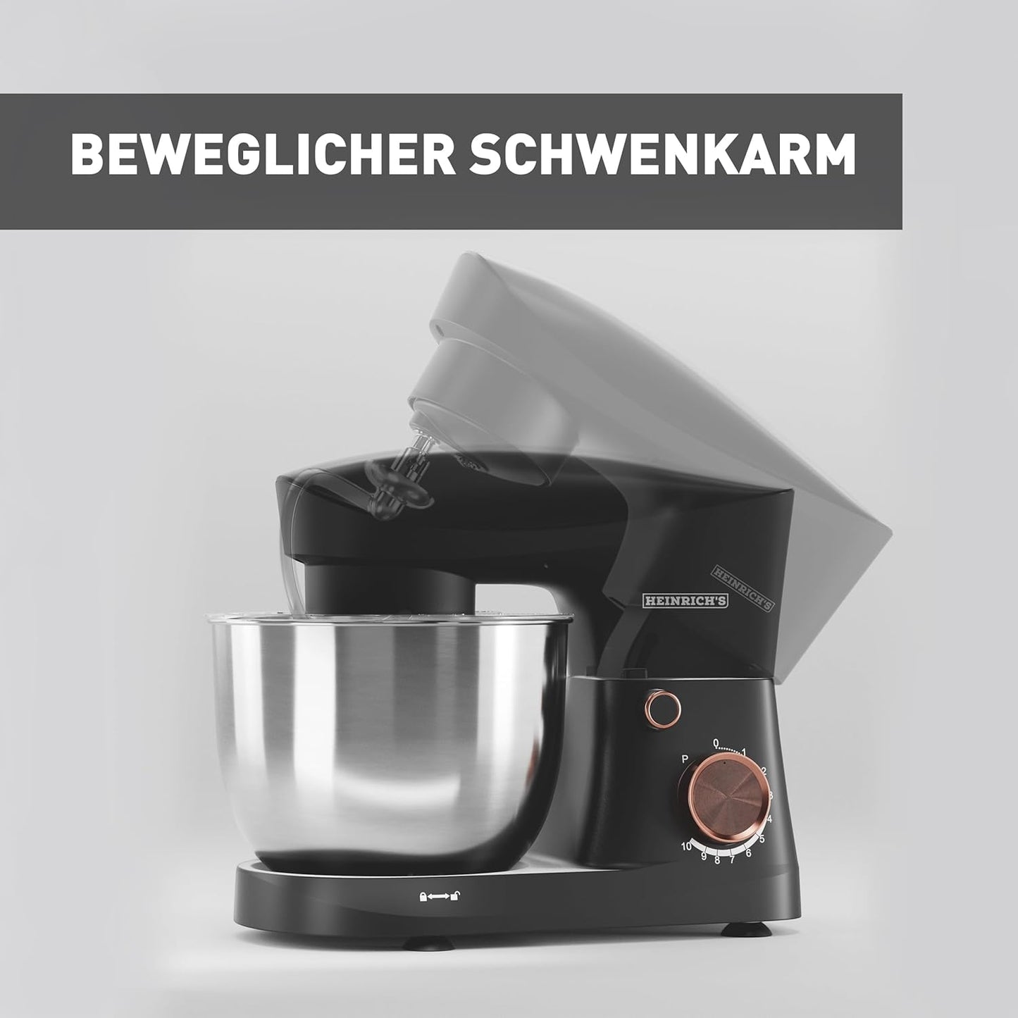 Küchenmaschine mit XL-Rührschüssel, Titan