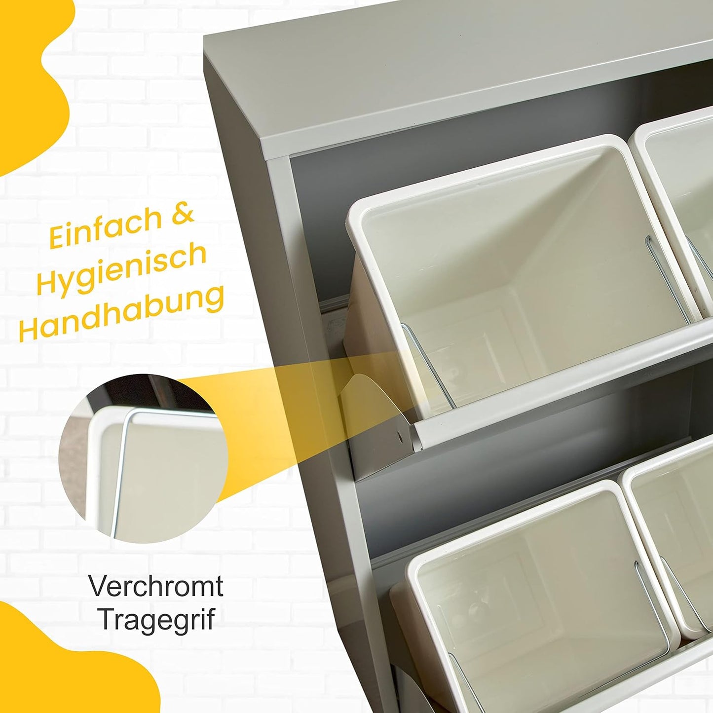 Küchenmülleimer, Grau 4 X 15 L