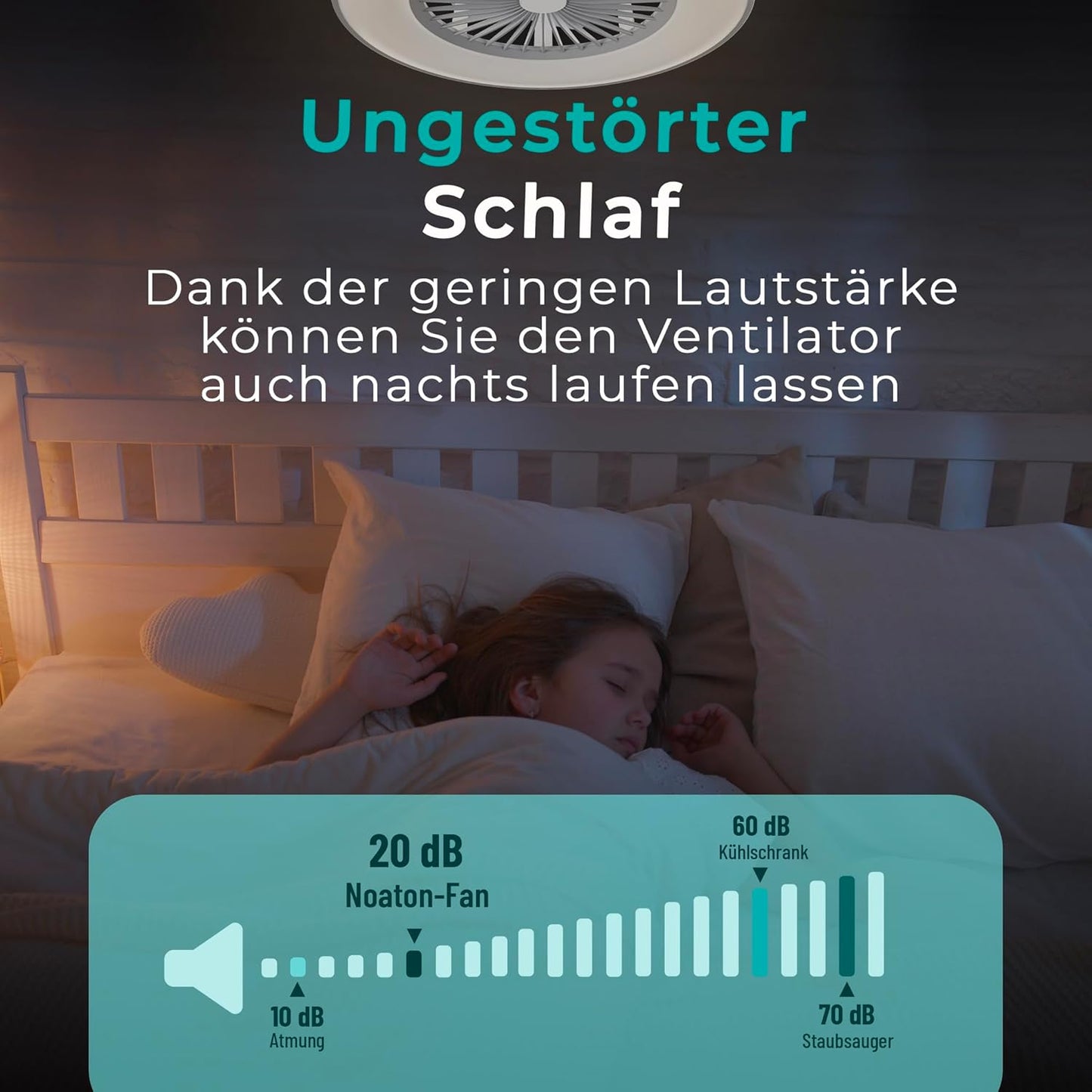 Deckenventilator Vega mit LED-Beleuchtung & Lautsprecher, Grau