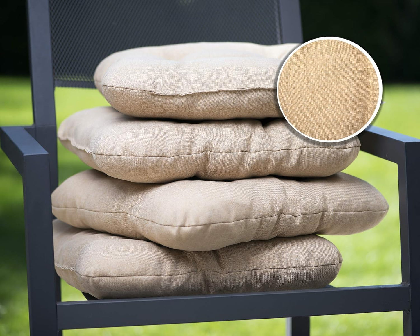 4er-Set Stuhlkissen-Set, 45 x 45 x 8 cm - 4er Set Beige