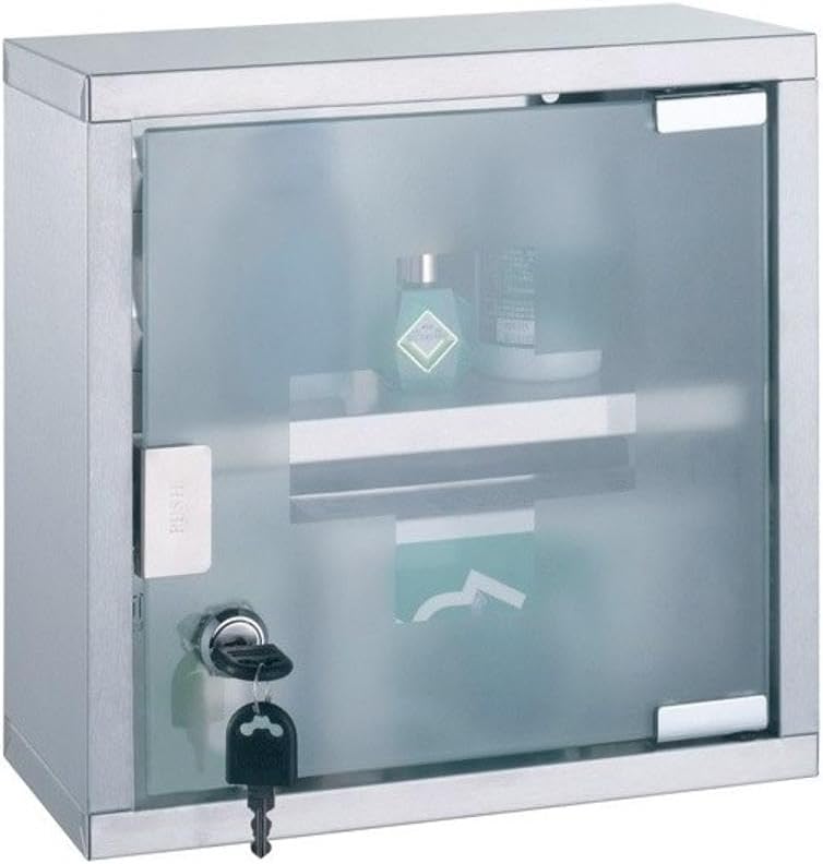 Medizinschrank aus Edelstahl, Grau