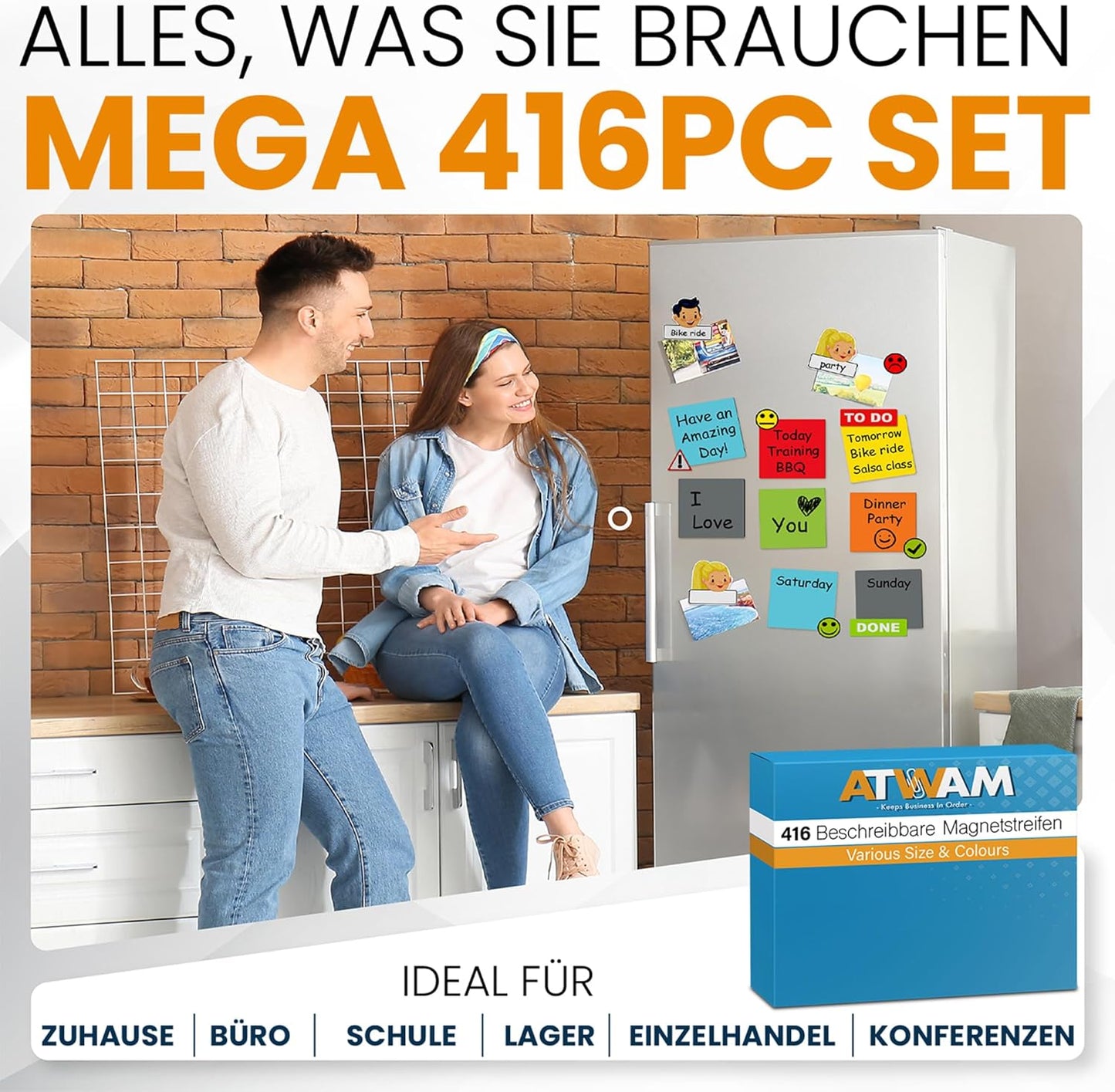 Beschreibbare Magnete & Zubehör für Scrum & Kanban, 416 Teile Set