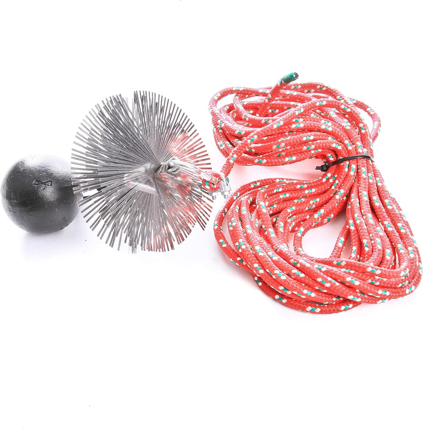 Schornsteinbesen Set mit Zugseil und Gewicht (16cm), Besen 16cm Zugseil 10m